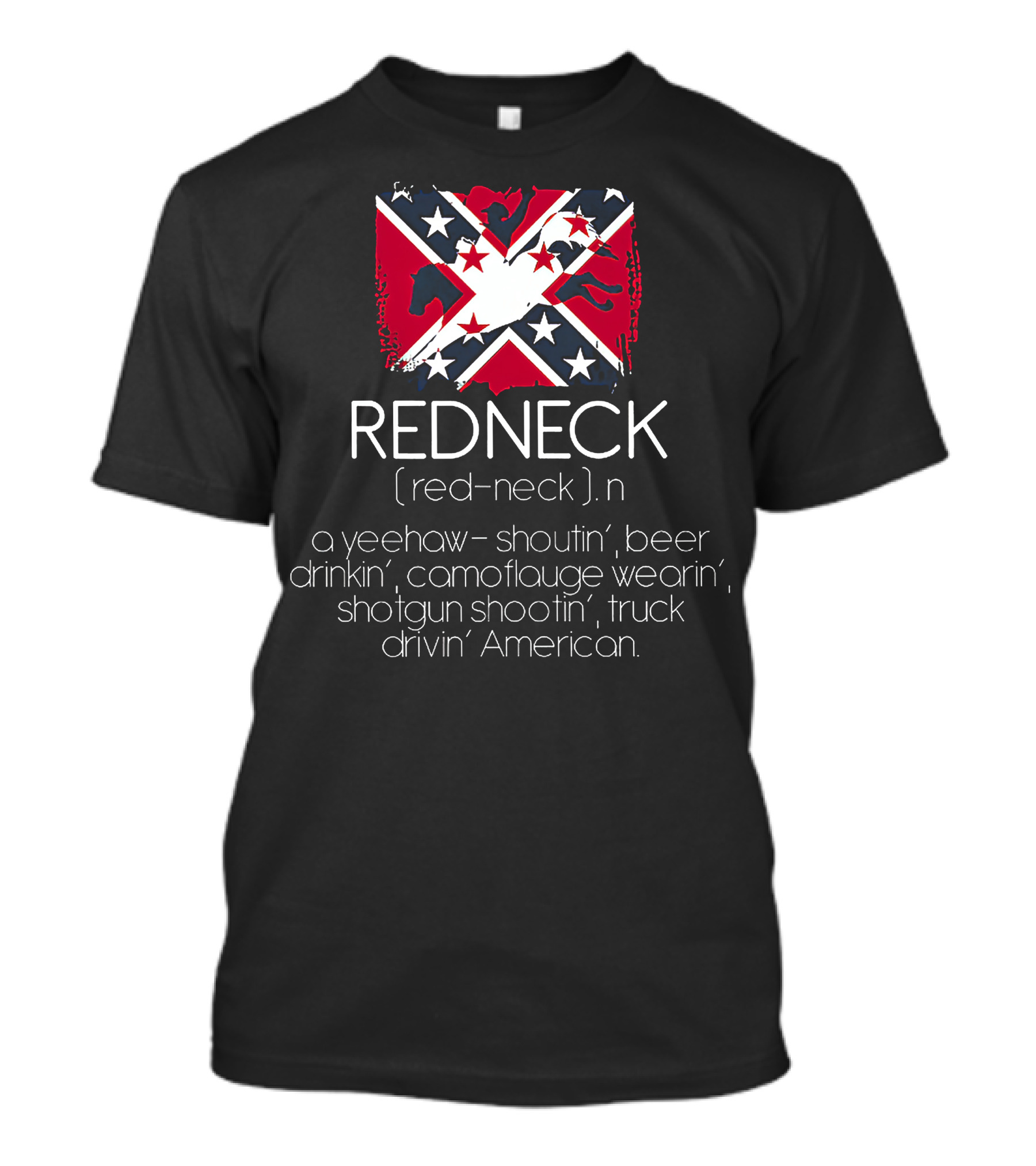 Redneck Yeehaw Shoutin' Beer Drinkin' Camouflage Wearin' Shotgun Shootin' Truck Drivin' American T-Shirt