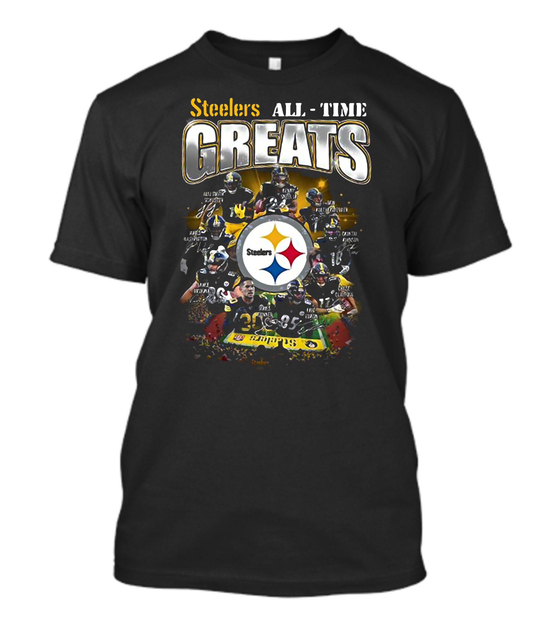 Steelers All Time Greats Legends Team Photo Collage T-Shirt