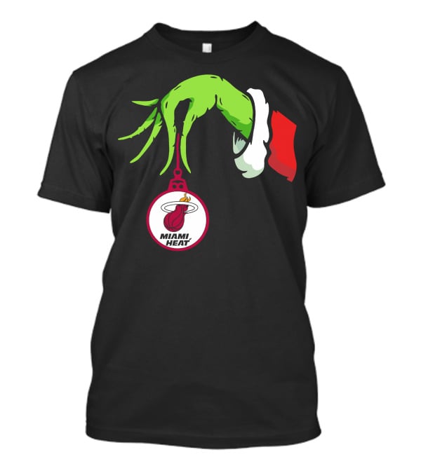 Grinch Hand With Miami Heat Ornament Holiday Sports T-Shirt