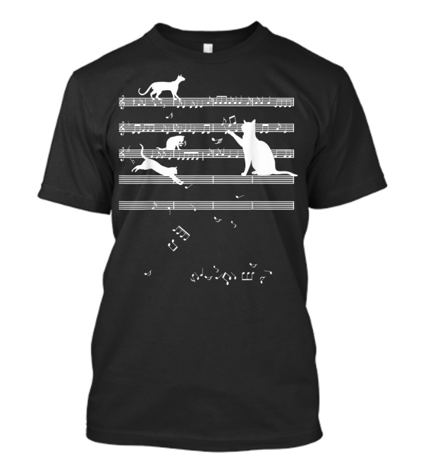 Funny Cat Owner Mom Music Notes Teacher Print T-Shirt