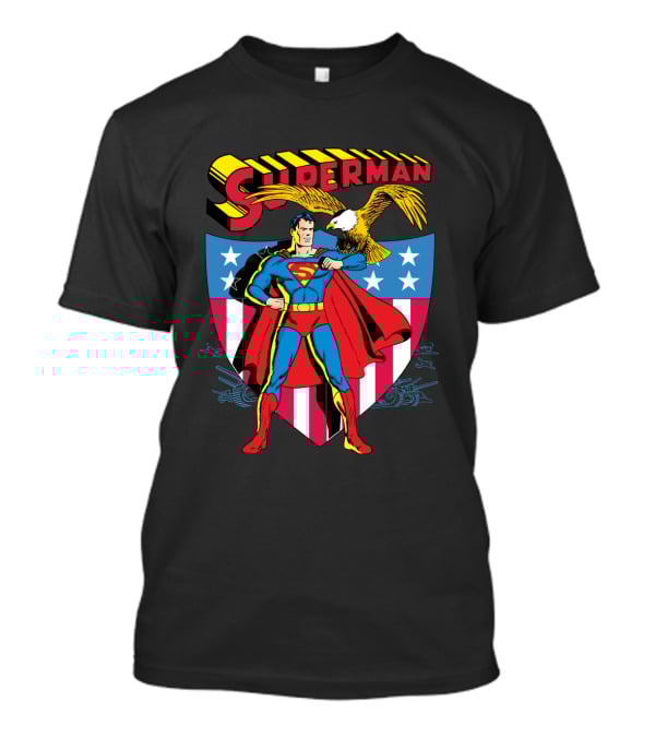 Superman American Shield Stars And Stripes Bald Eagle Iconic Shield T-Shirt