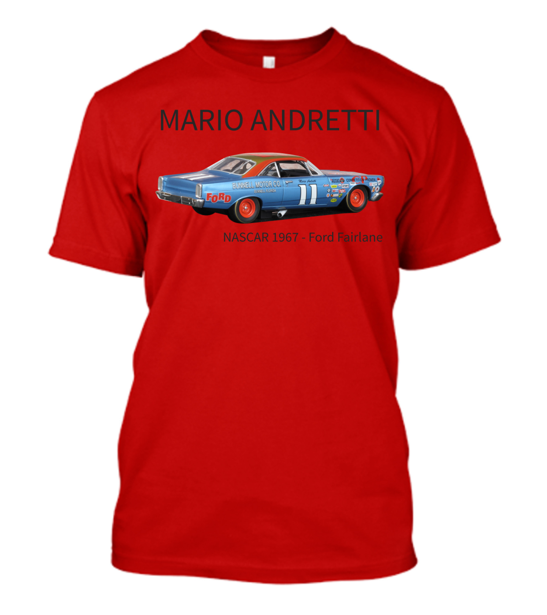 Mario Andretti 1967 NASCAR Ford Fairlane Holman Moody Racing Car Model T-Shirt