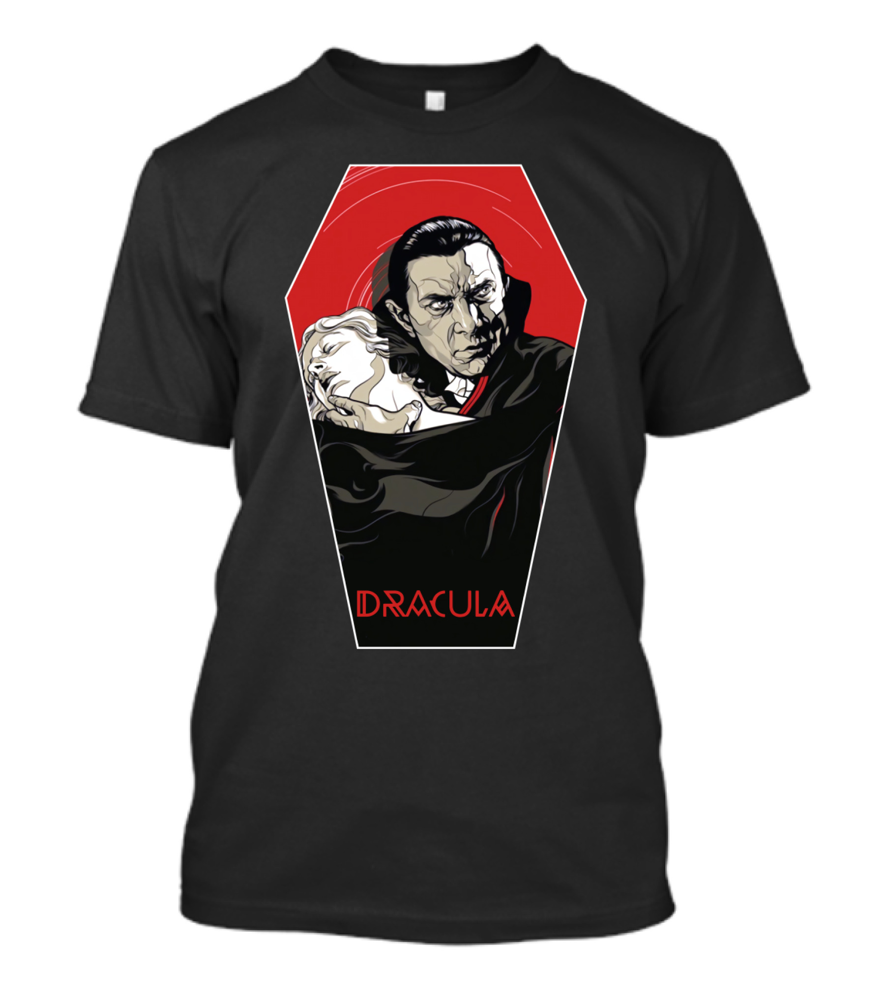 Dracula 1931 Bela Lugosi Vampire Horror Coffin Red Black Iconic Film T-Shirt