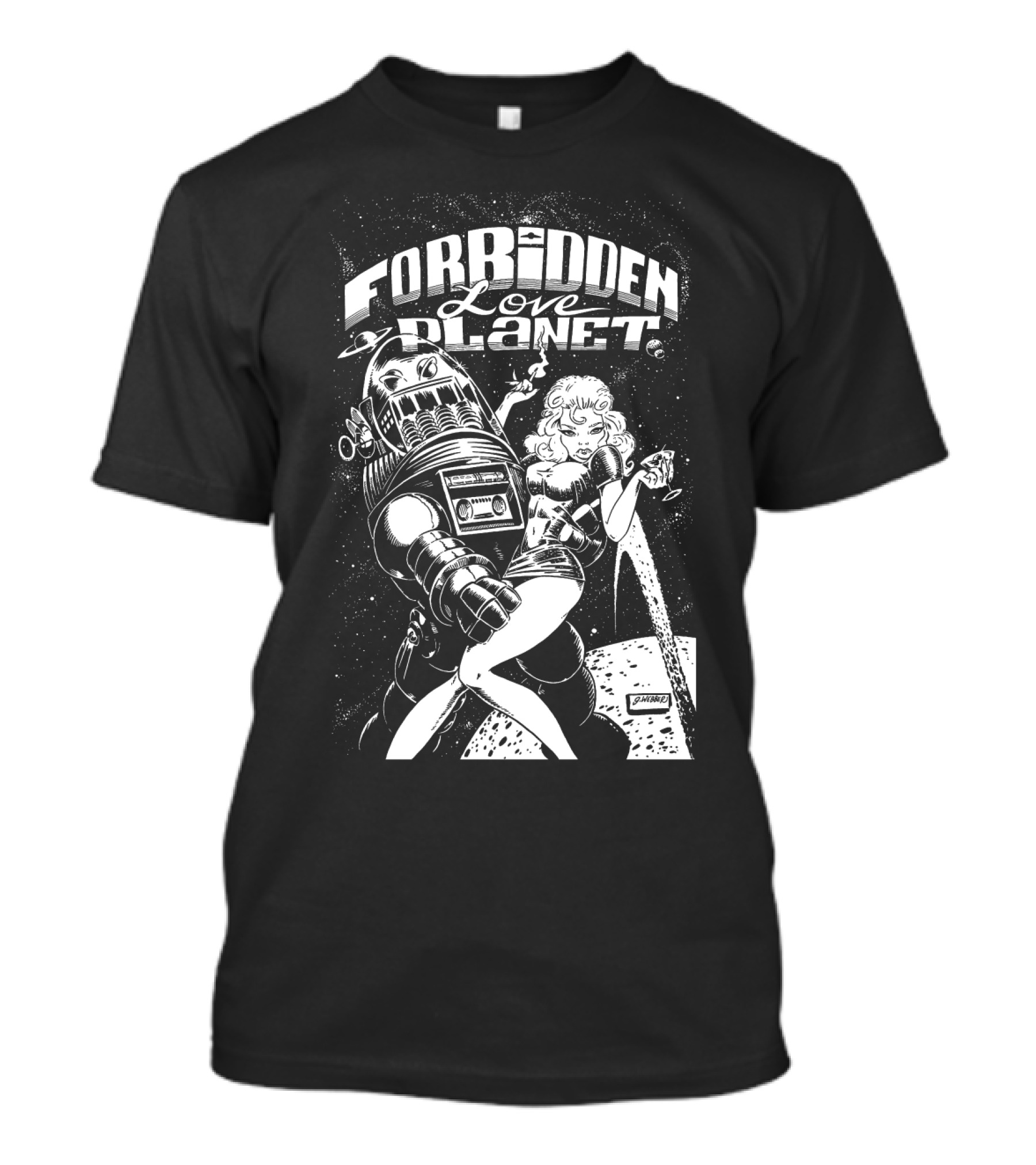 FORBIDDEN LOVE PLANET Sci-Fi Romance Retro Space Adventure T-Shirt
