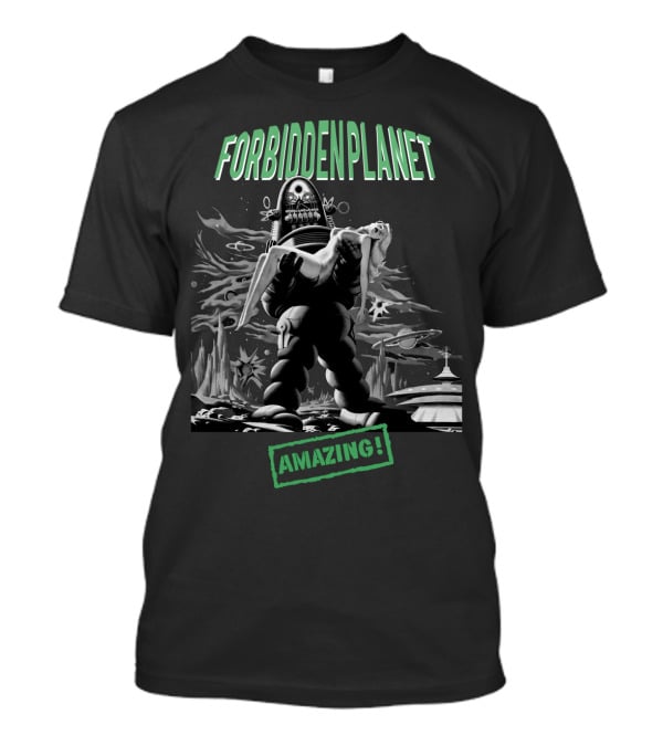 Forbidden Planet Amazing Robot Carrying Woman Retro Sci-Fi Scene T-Shirt