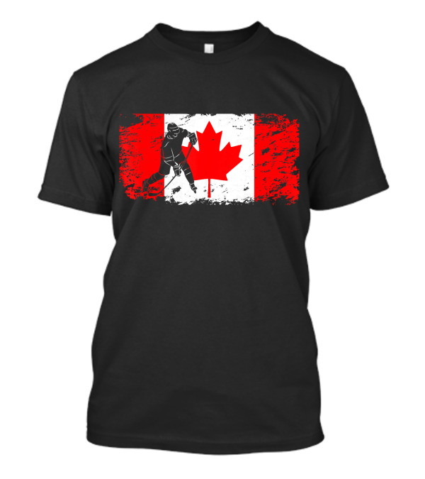 Canada Flag Ice Hockey Player Costume Canadi Maple Leaf Hockey Player T-Shirt