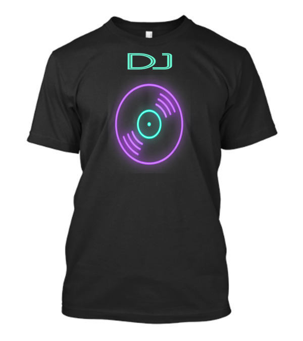 DJ Neon Vinyl Record Sign With Colorful Look T-Shirt