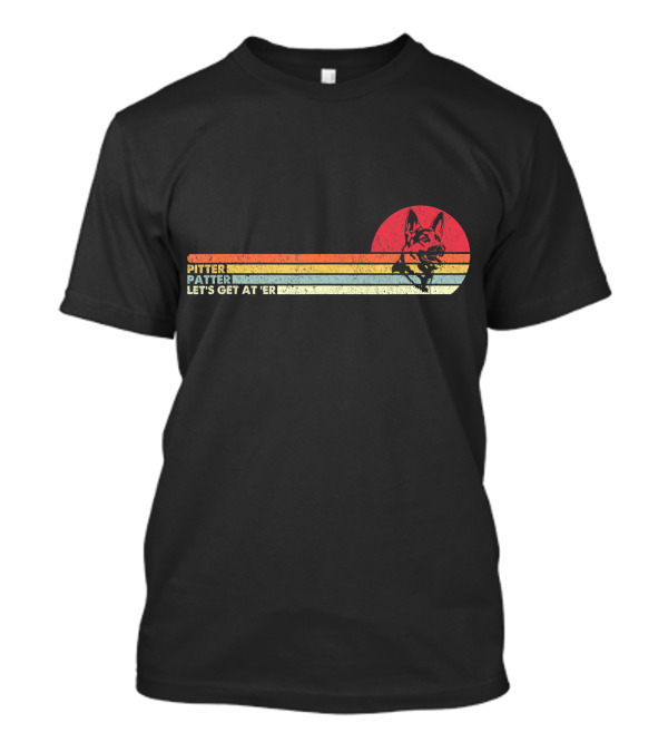 Pitter Patter Let's Get At 'Er German Shepherd Retro Sunset T-Shirt