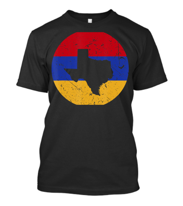 Proud Texan Armenian Heritage With Texas State Silhouette On Armenian Flag Colors T-Shirt