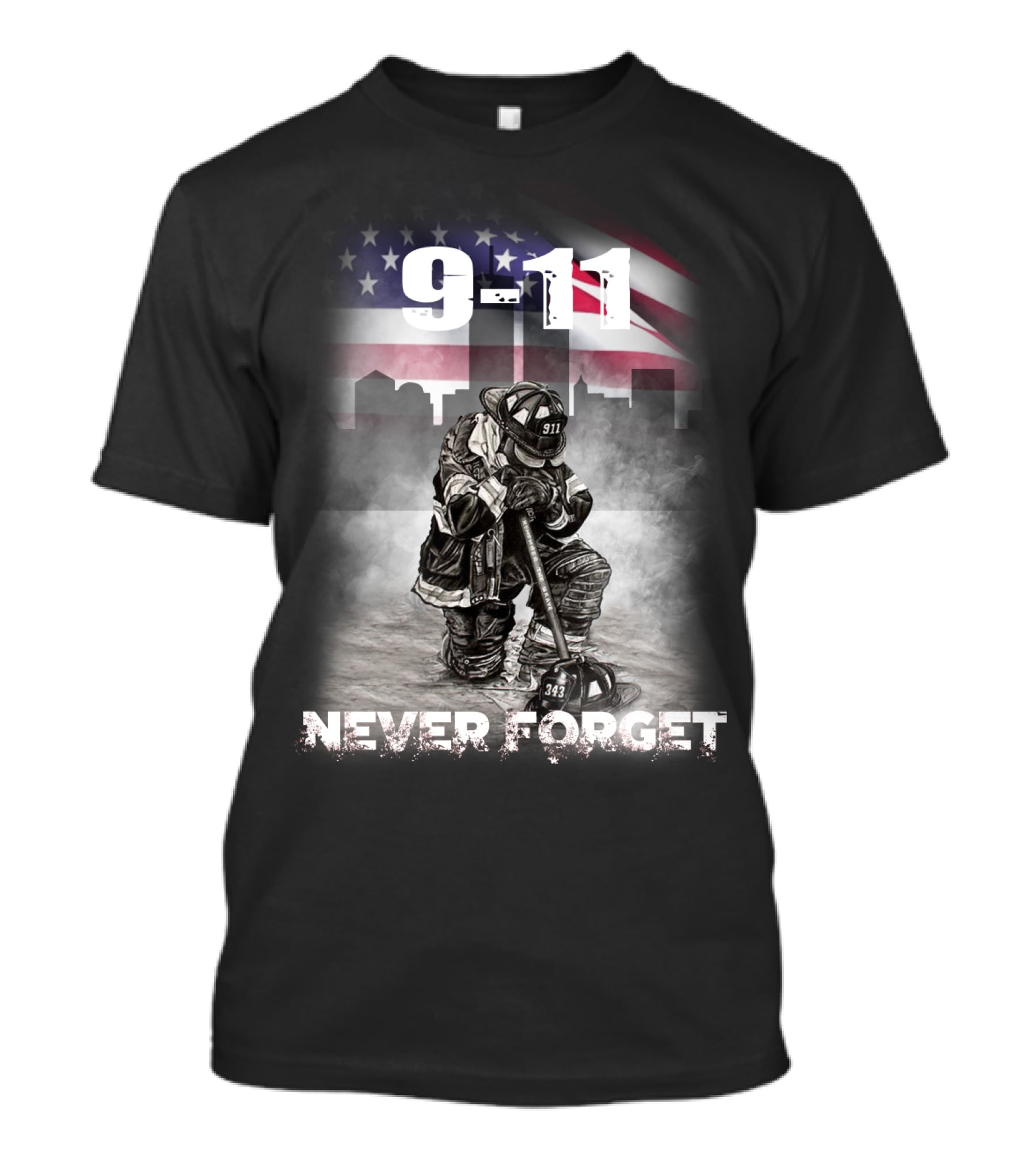 9-11 Firefighter Never Forget 343 Memorial T-Shirt