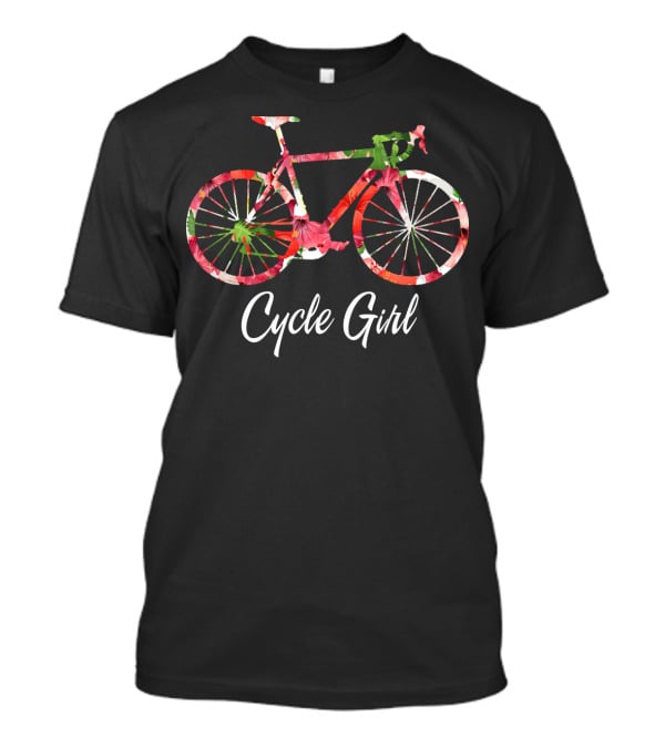 Cycle Girl Floral Bicycle Motif T-Shirt