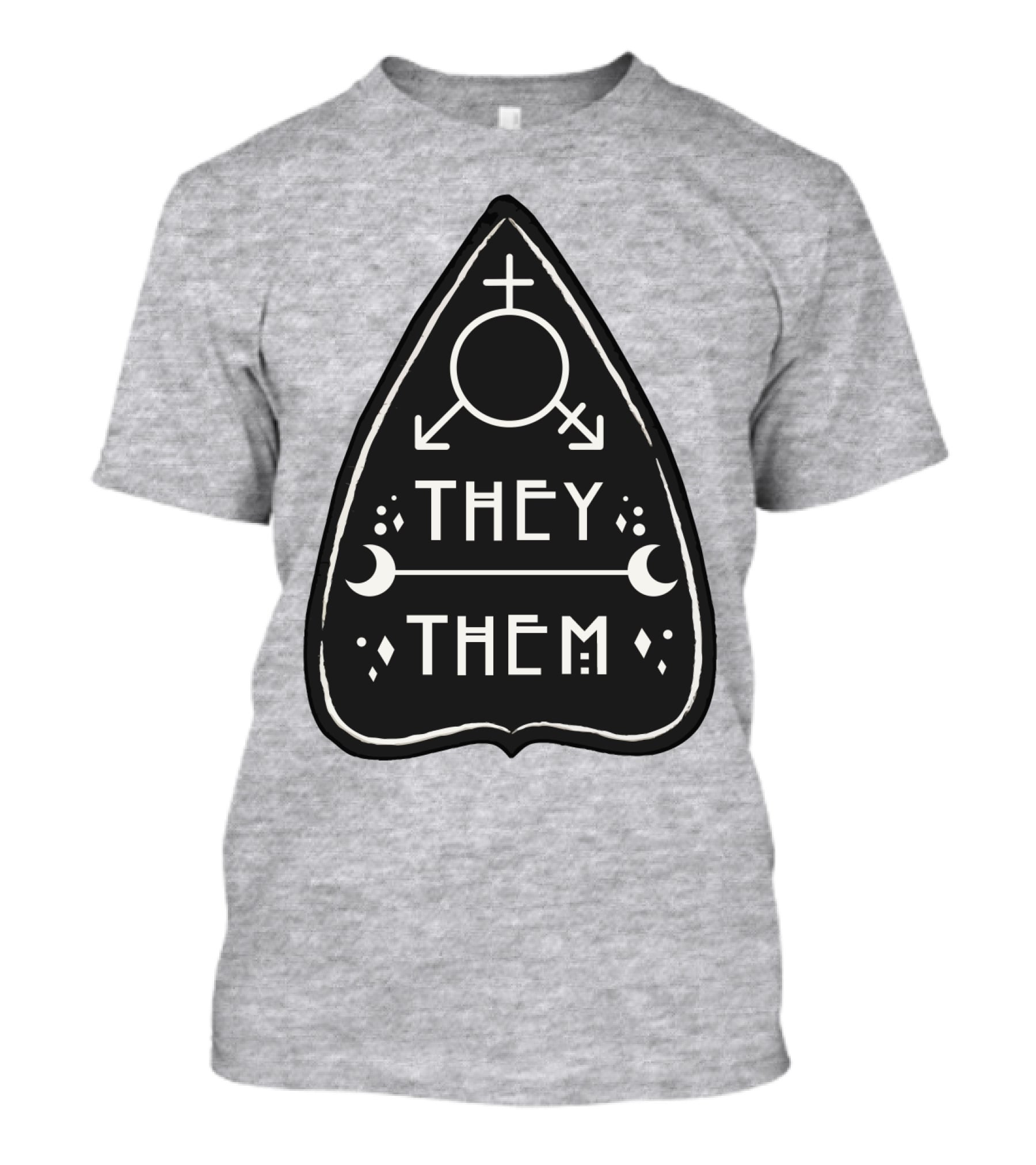 They Them Nonbinary Arrow Symbols Crescent Moons Geometric T-Shirt