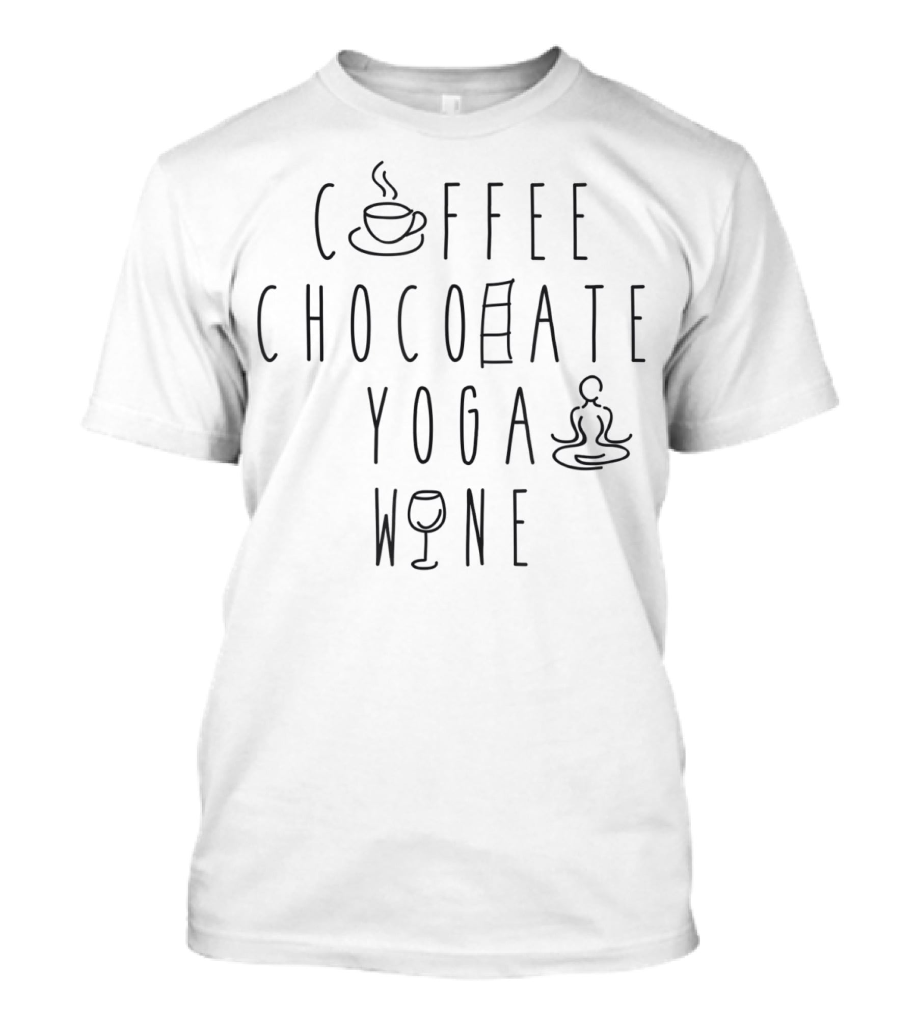 Coffee Chocolate Yoga Wine Mom's Basic Needs Icons T-Shirt