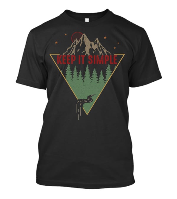 Keep It Simple Mountain Forest Road Retro T-Shirt