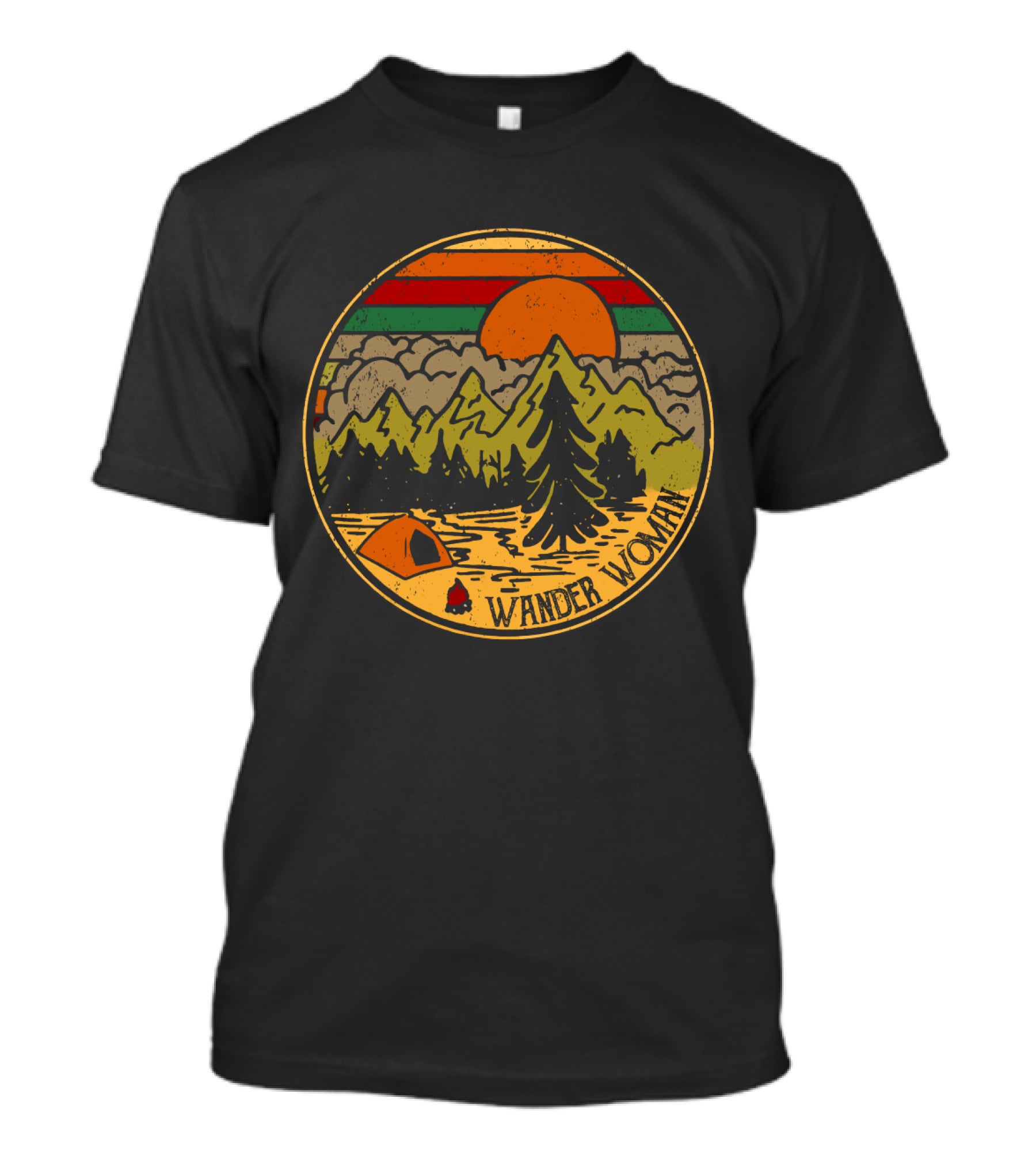 Wander Woman Camping Adventure Sunset Mountains T-Shirt
