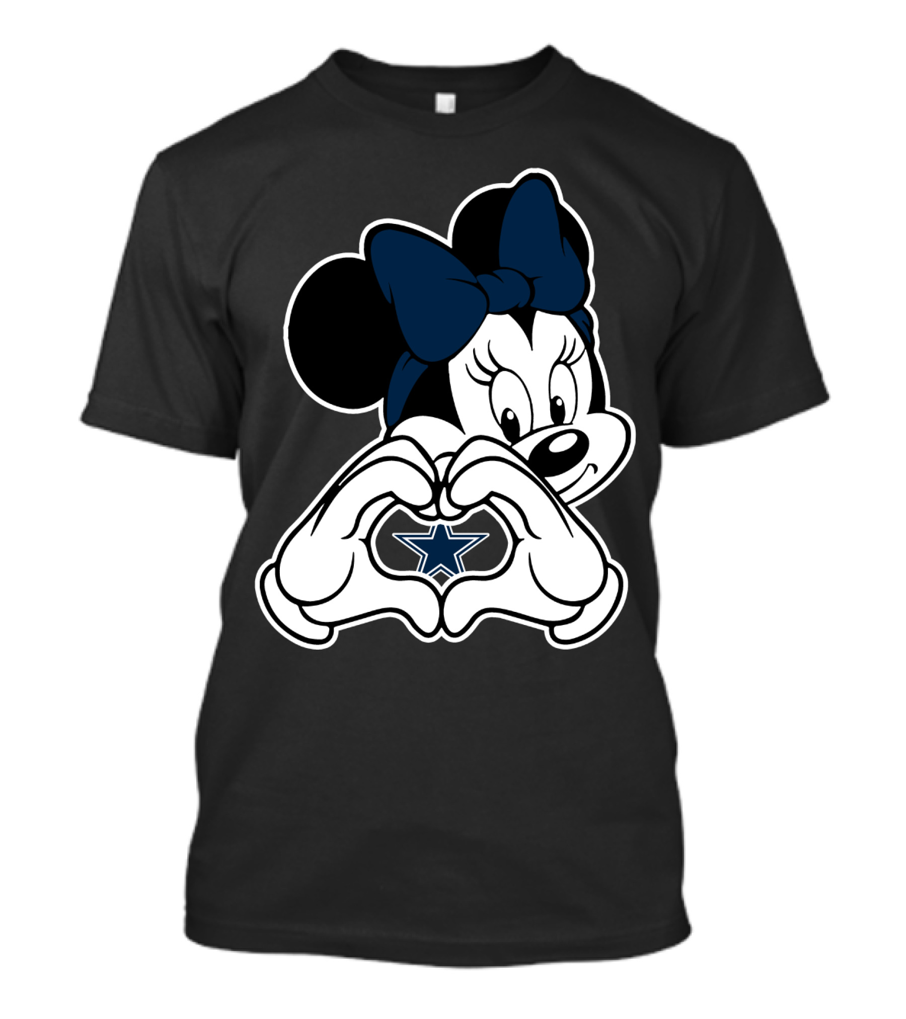 Cowboys Nation Dallas Star Minnie Mouse Heart Hands T-Shirt