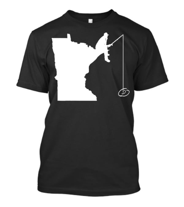 Minnesota Fisherman Fishing Silhouette In State Outline T-Shirt