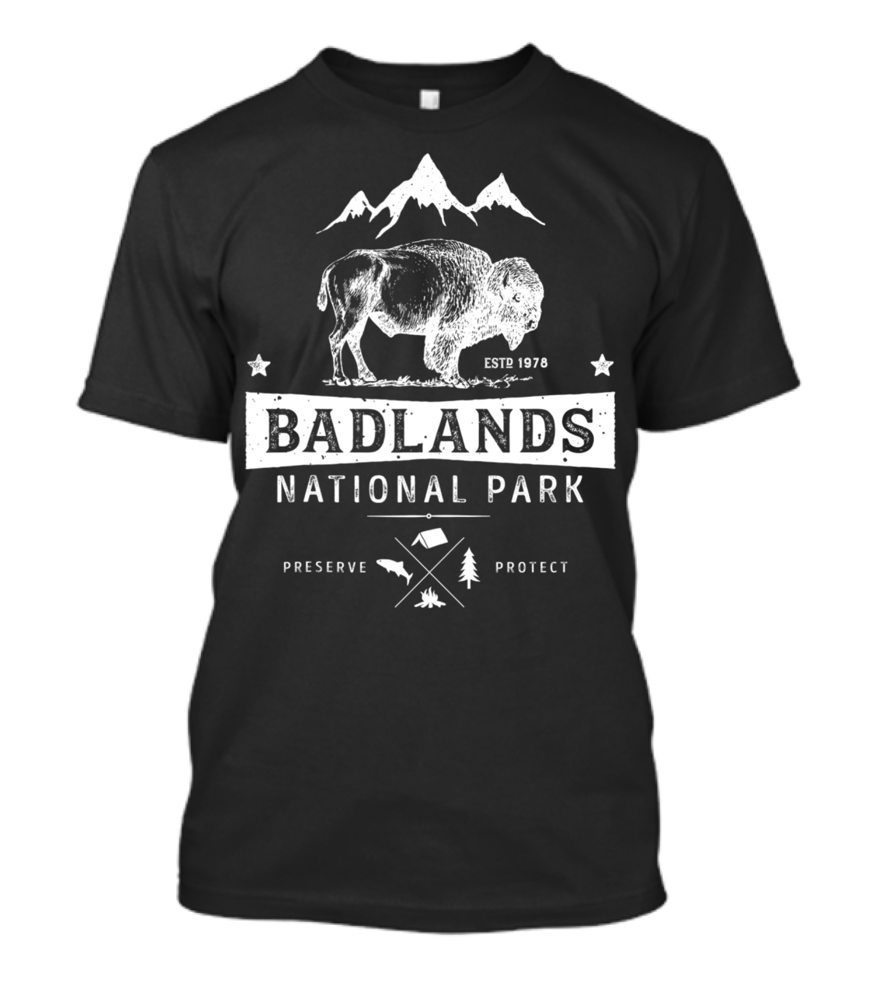Badlands National Park Vintage Buffalo Bison South Dakota Estp 1978 Preserve Protect T-Shirt
