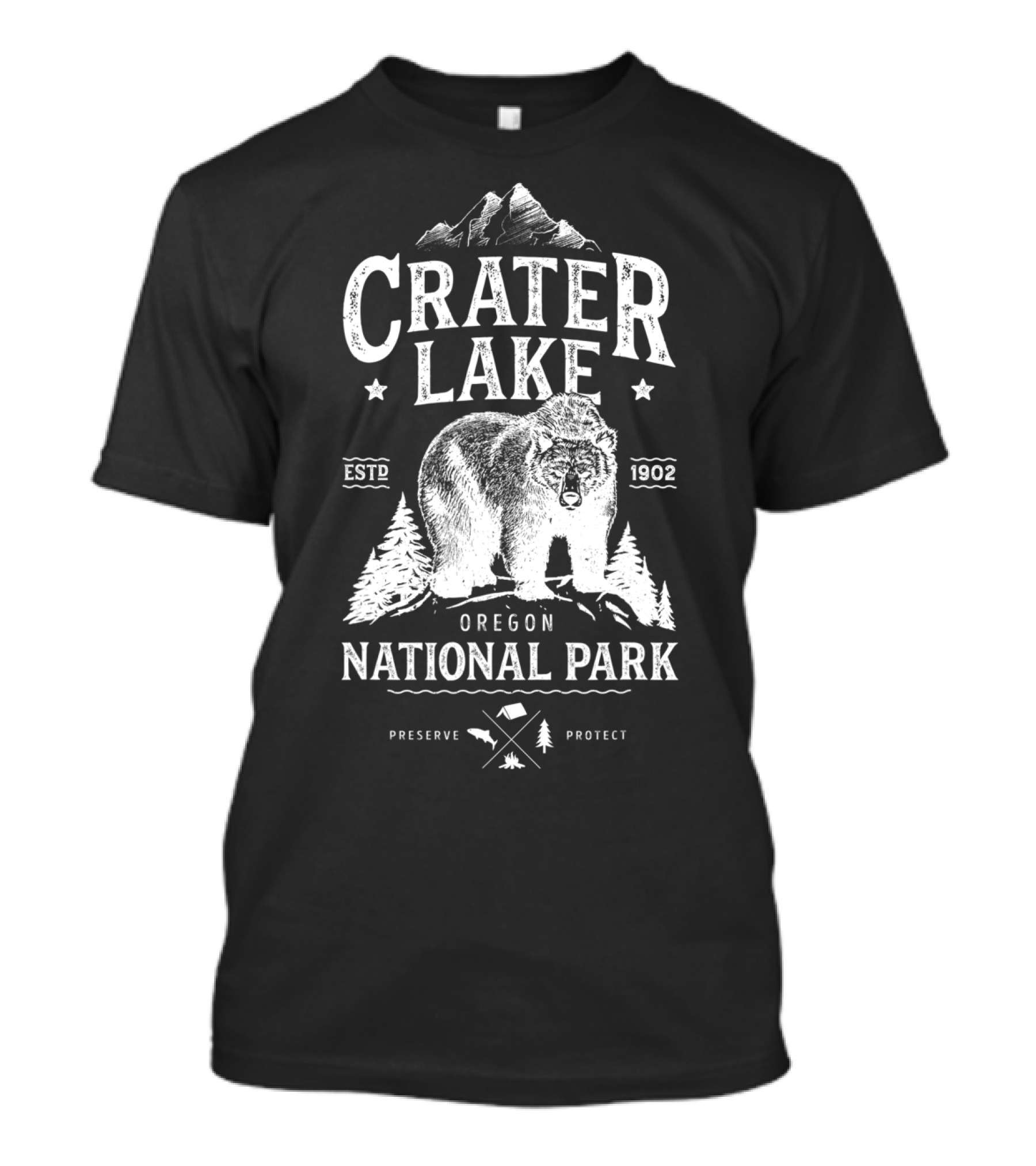 Crater Lake National Park Oregon Bear Preserve Protect Estd 1902 T-Shirt