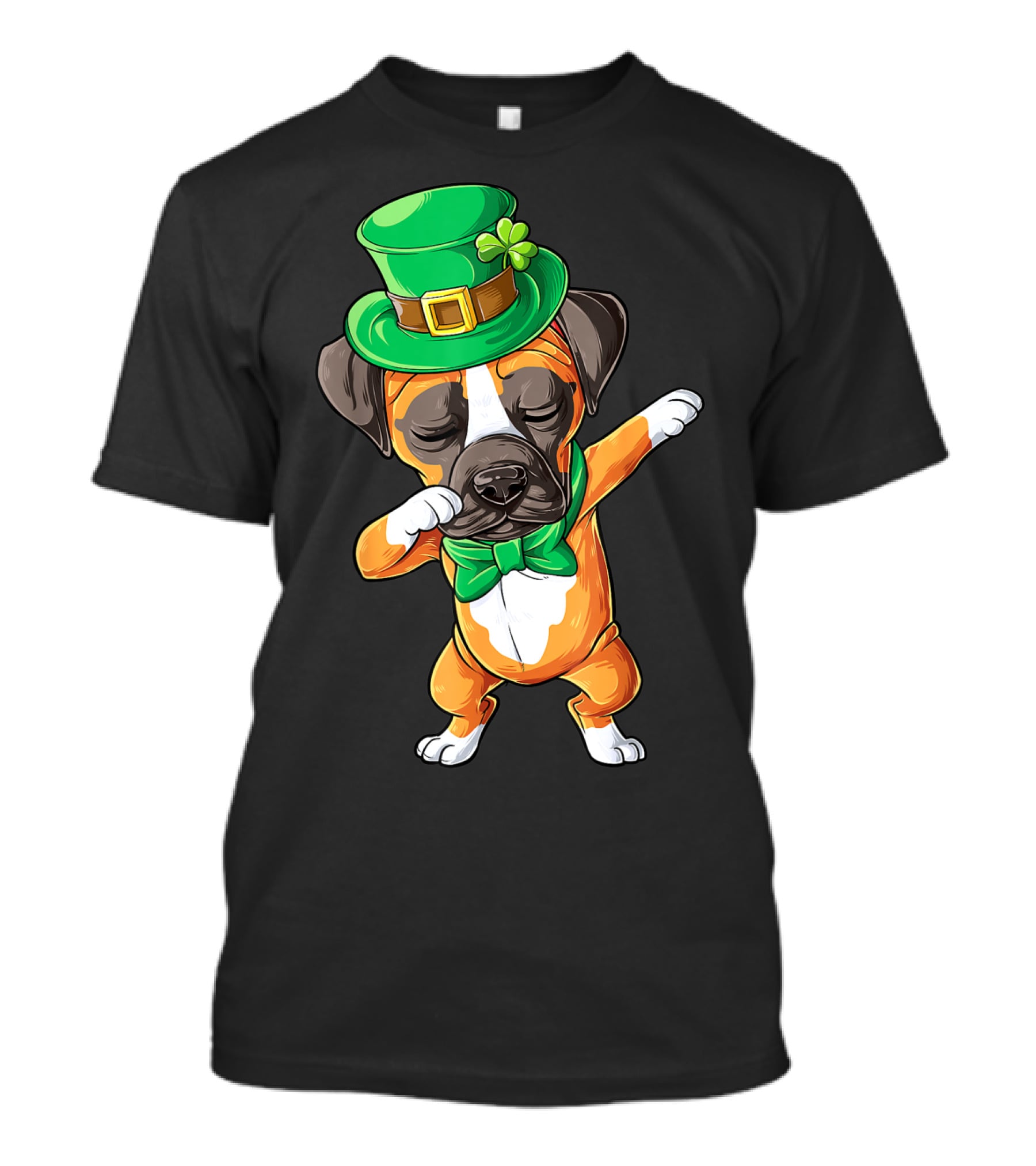 St Patricks Day Dabbing Leprechaun Boxer Dog Boys T-Shirt