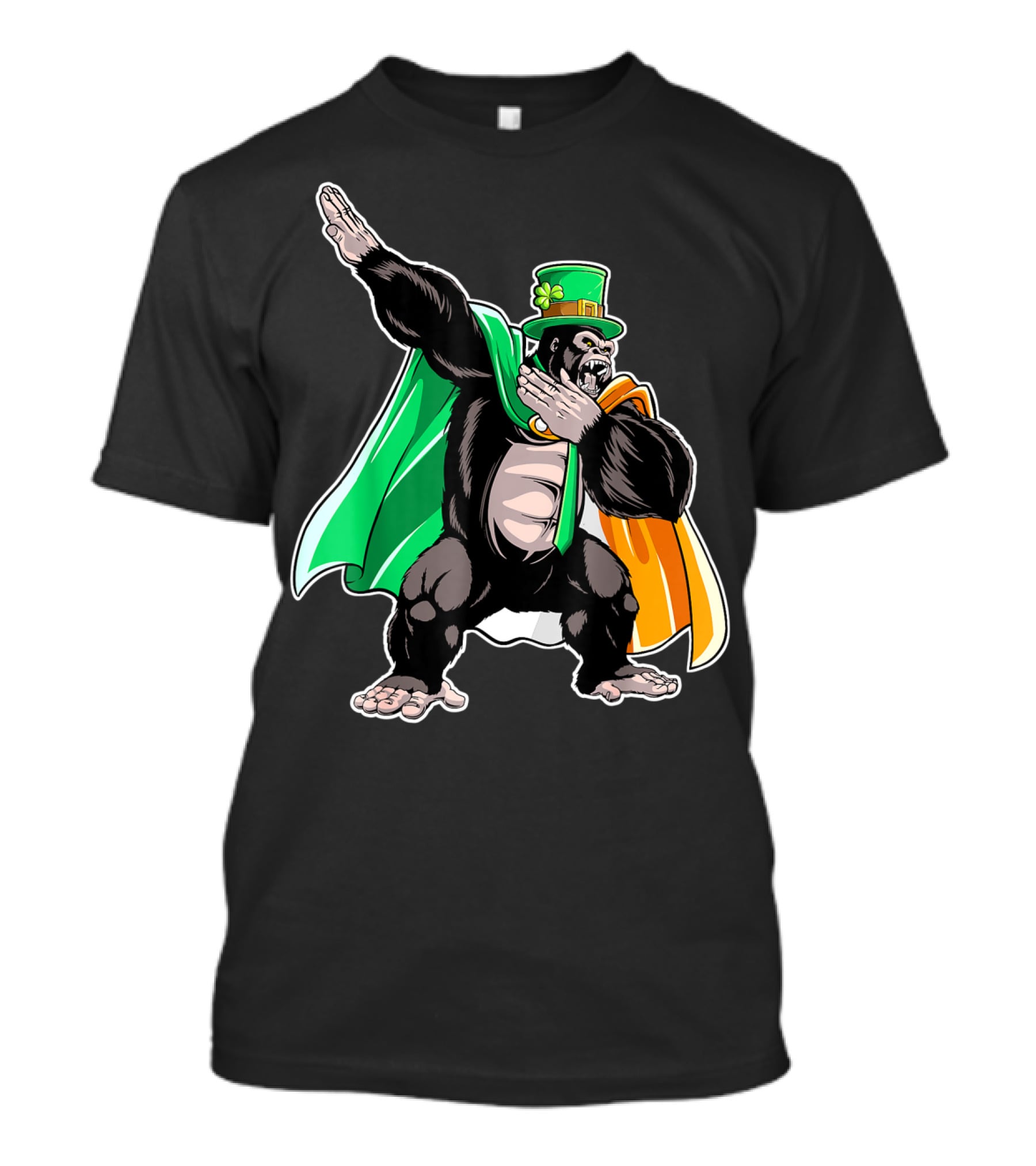 Dabbing Gorilla St Patricks Day Men Leprechaun Irish Cape T-Shirt