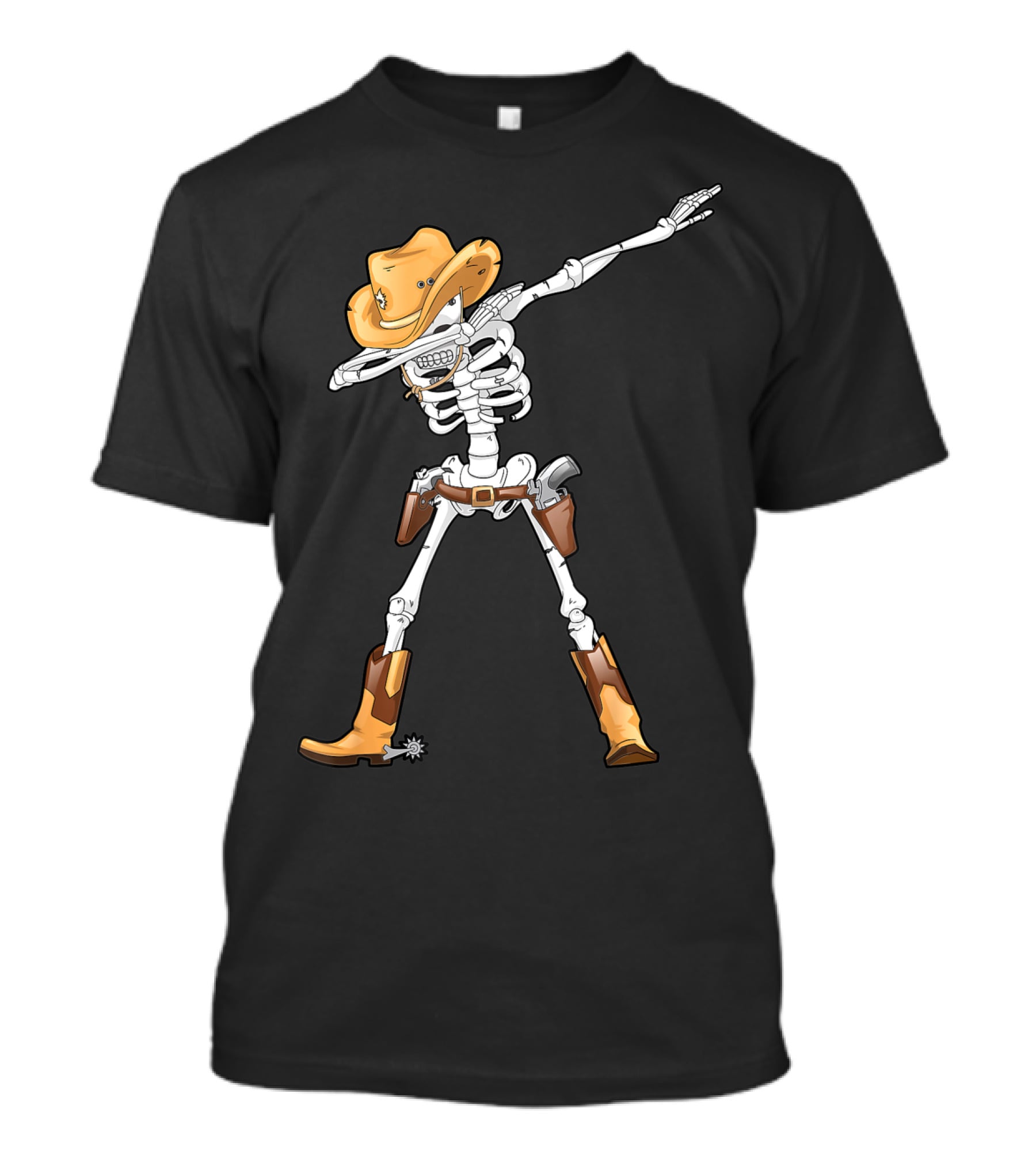 Dabbing Skeleton Cowboy Halloween Kids Boys Dab T-Shirt