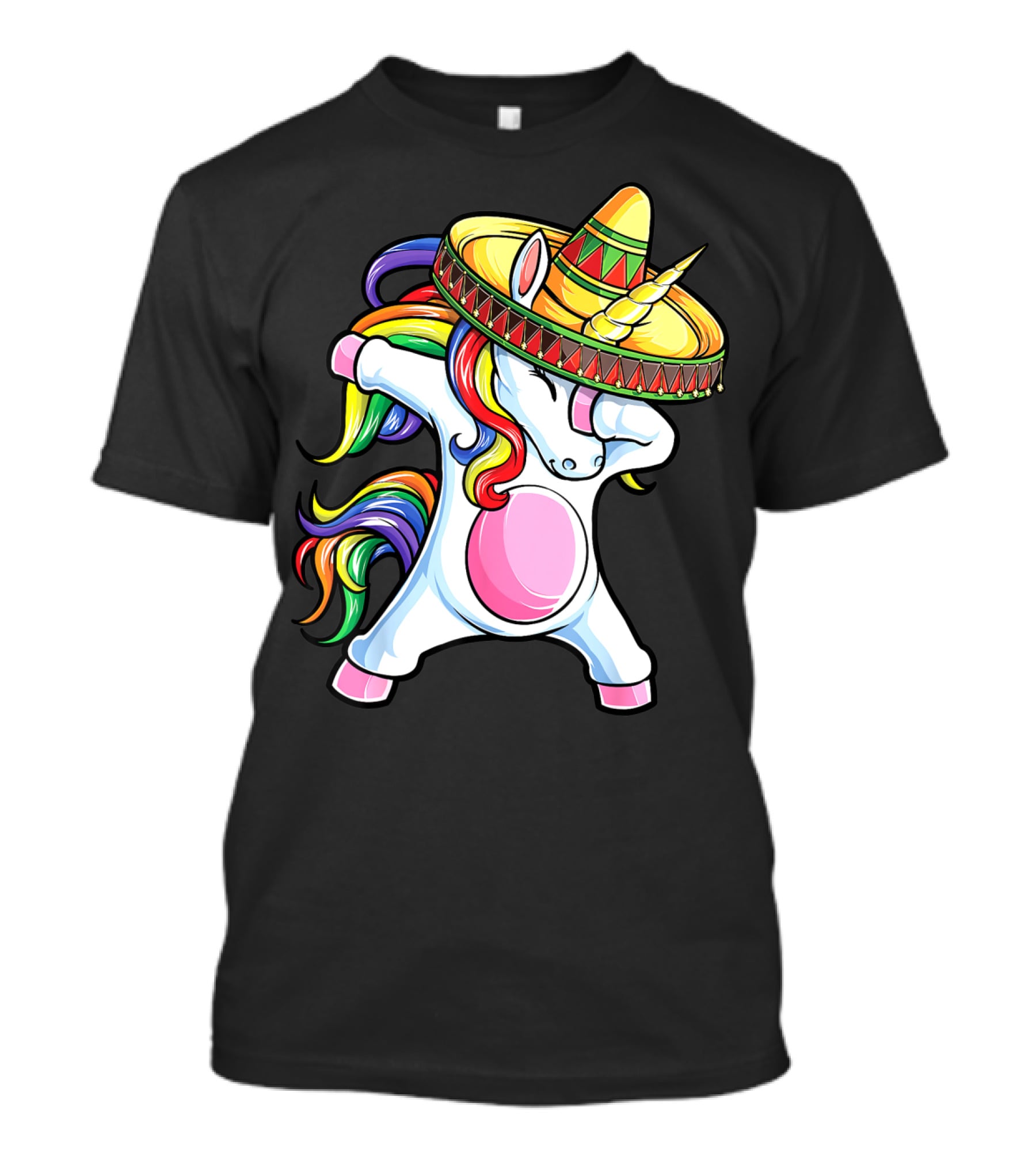Dabbing Unicorn Sombrero Rainbow Cinco De Mayo Kids Girls Women Mexican T-Shirt