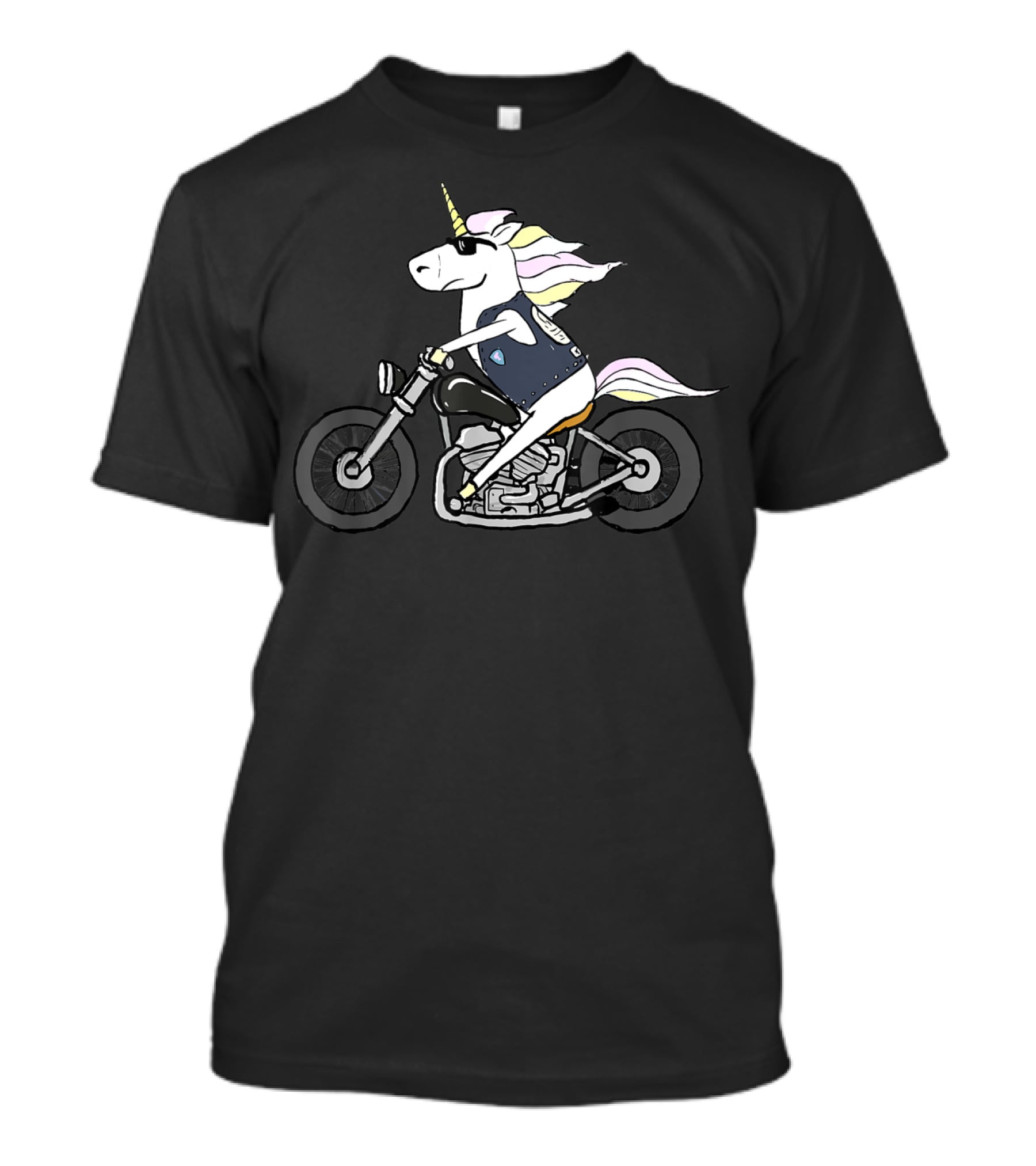 Funny Cool Unicorn Riding Motorcycle With Sunglasses T-Shirt