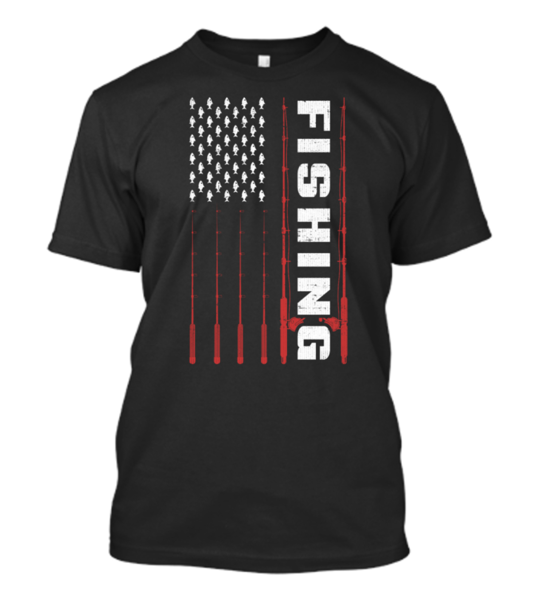Fishing Flag Fishing Poles And Fish American T-Shirt