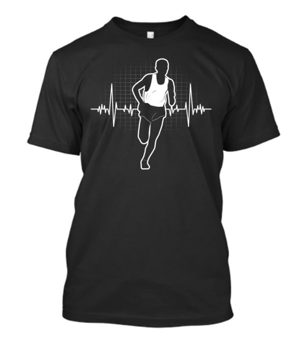 Runner With Heartbeat Line In Motion T-Shirt