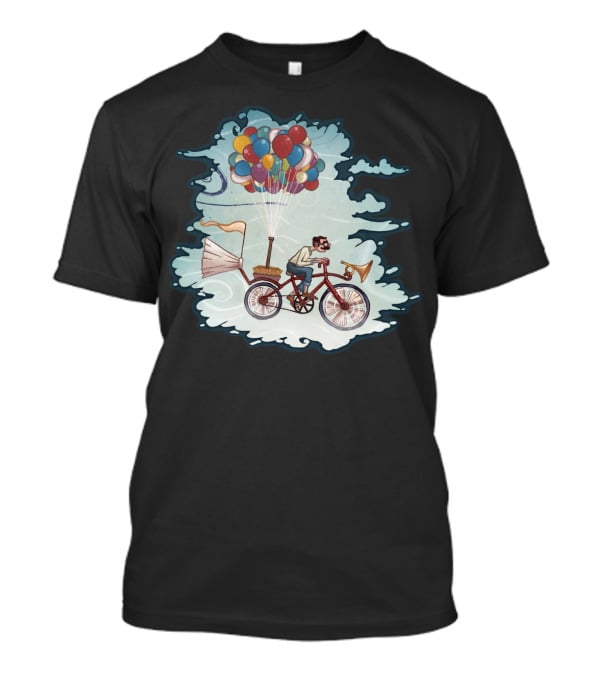 Flight Series Three Whimsical Bicycle Balloon Adventure T-Shirt