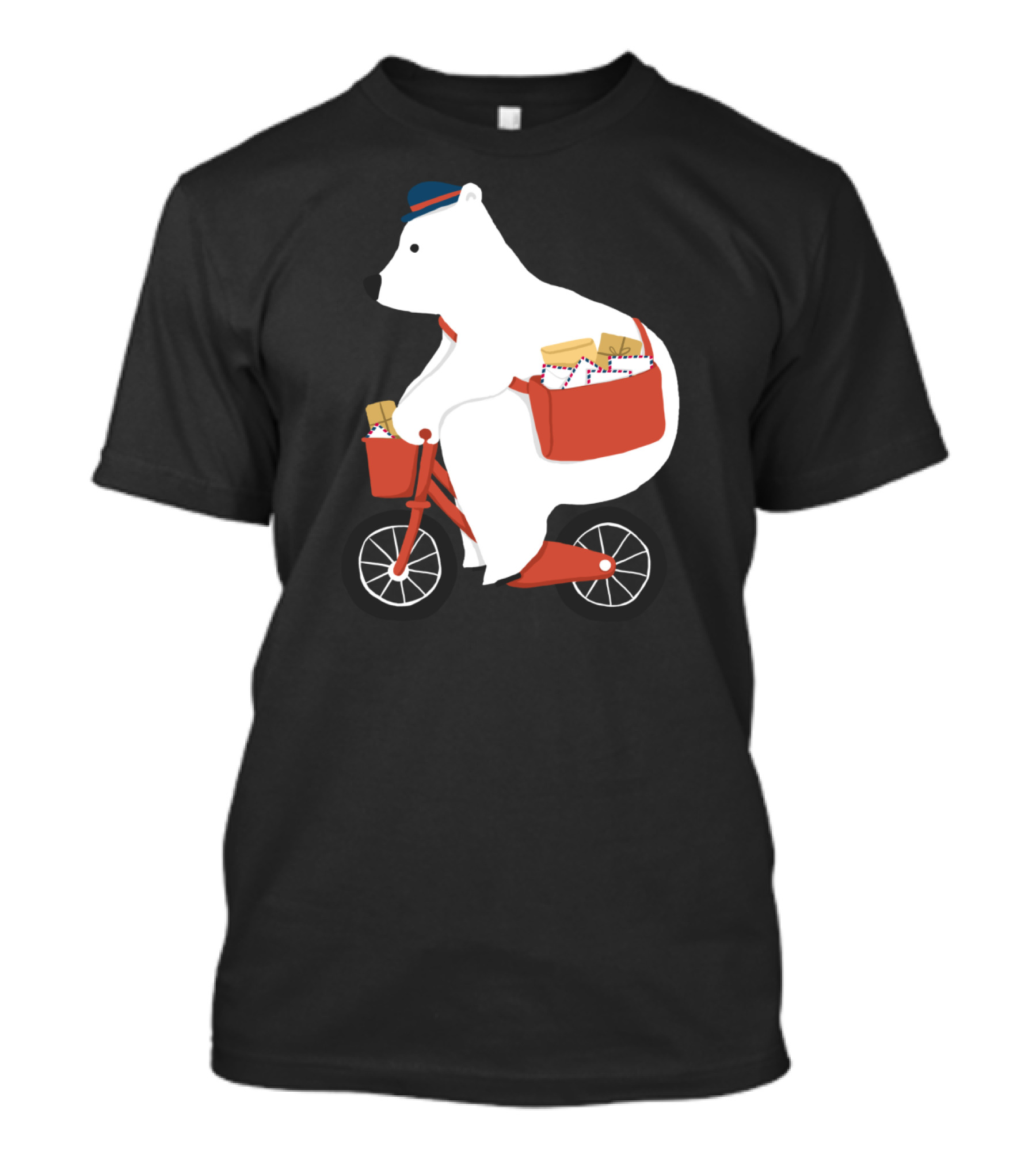 Hey Mr Postman Polar Bear Bicycle Mail Delivery T-Shirt