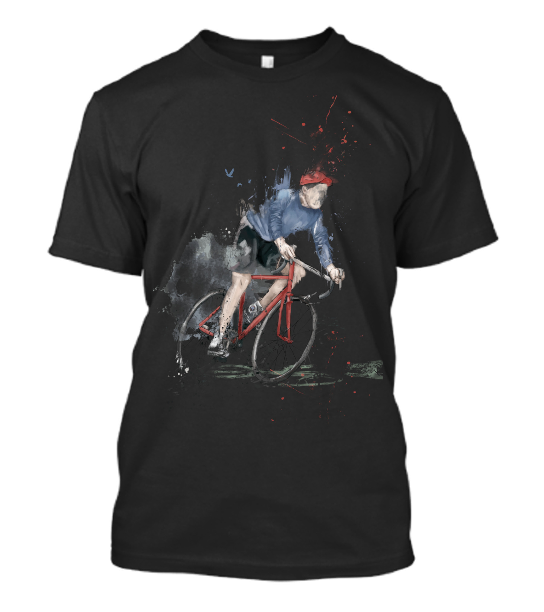 I Want To Ride My Bicycle Red Racing Cyclist In Blue And Red Cap T-Shirt