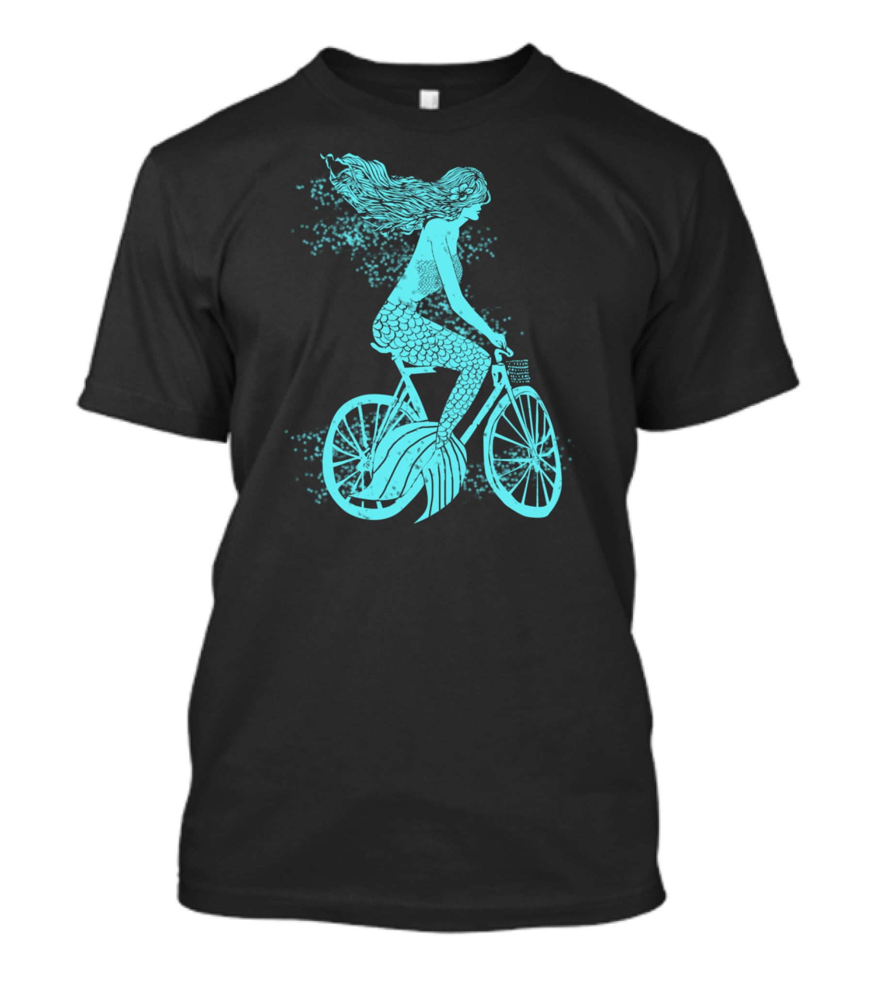 Mermaid On A Bike Ocean Ride Aqua Vision T-Shirt