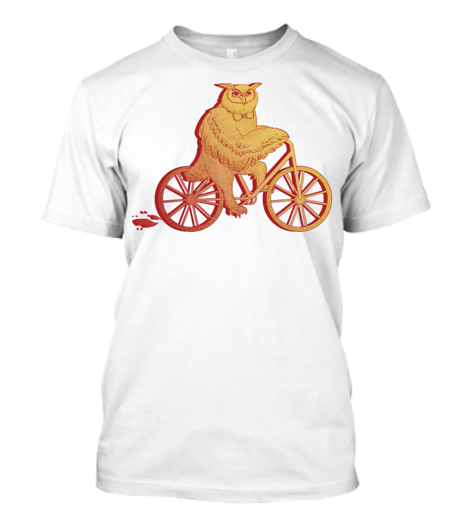 Owl Riding Bicycle With Orange Wheels T-Shirt