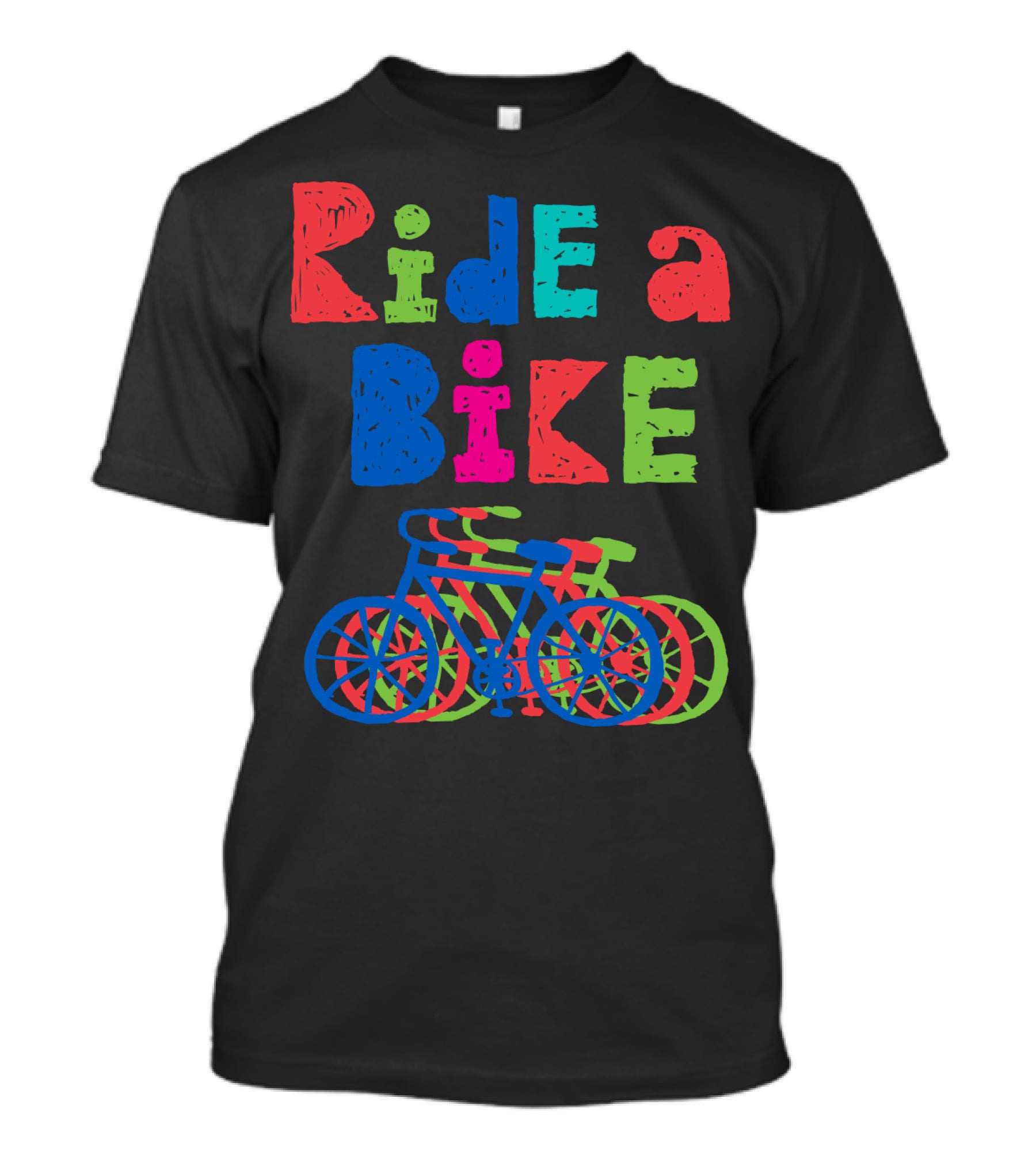 Ride A Bike Sketchy Colorful Layered Bicycles T-Shirt