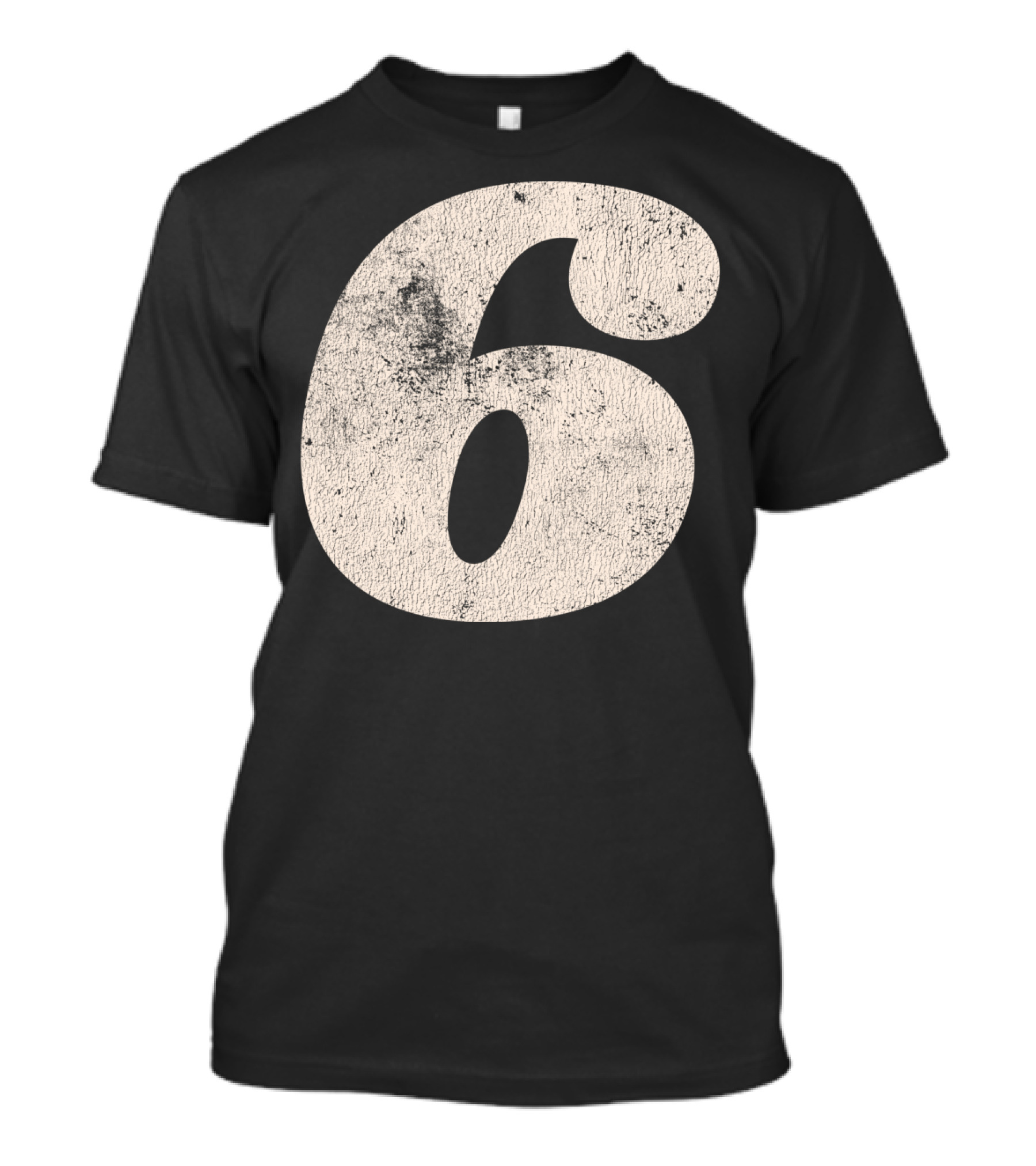 Vintagestyle Number 6 Distressed Retro Look T-Shirt