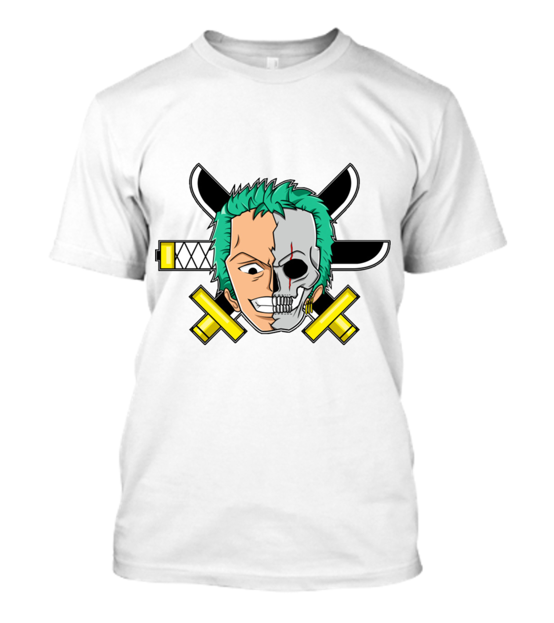 Roronoa Zoro Half Skull Crossed Swords Anime Character T-Shirt
