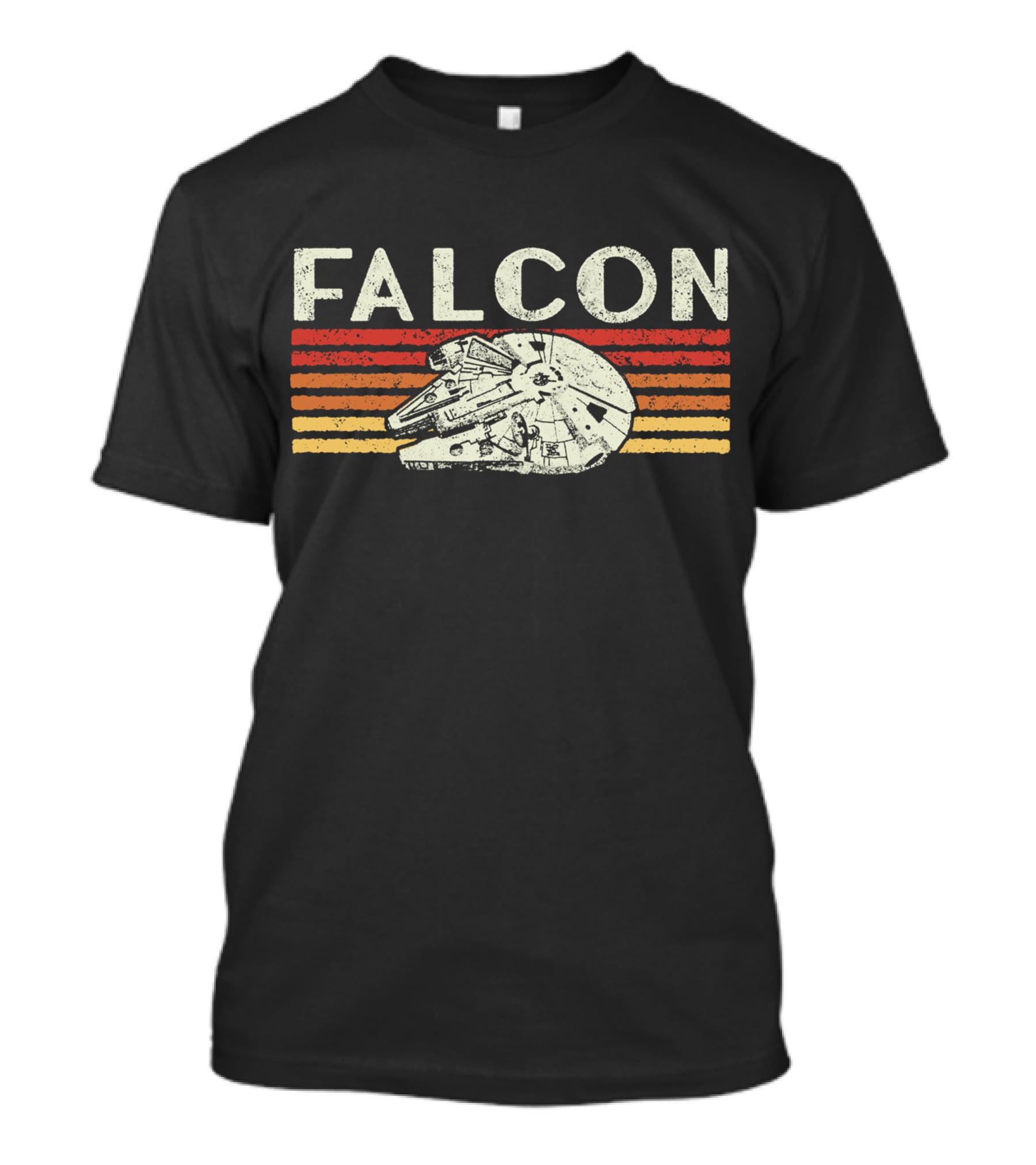 Falcon Vintage Style Spaceship With Stripes T-Shirt