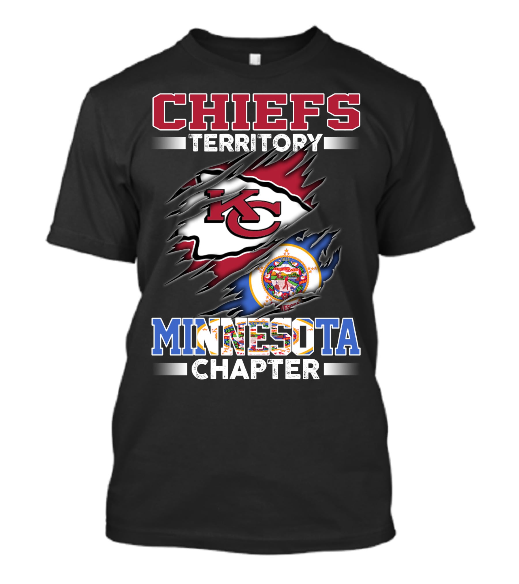 CHIEFS TERRITORY MINNESOTA CHAPTER KC Logo And Minnesota State Flag T-Shirt