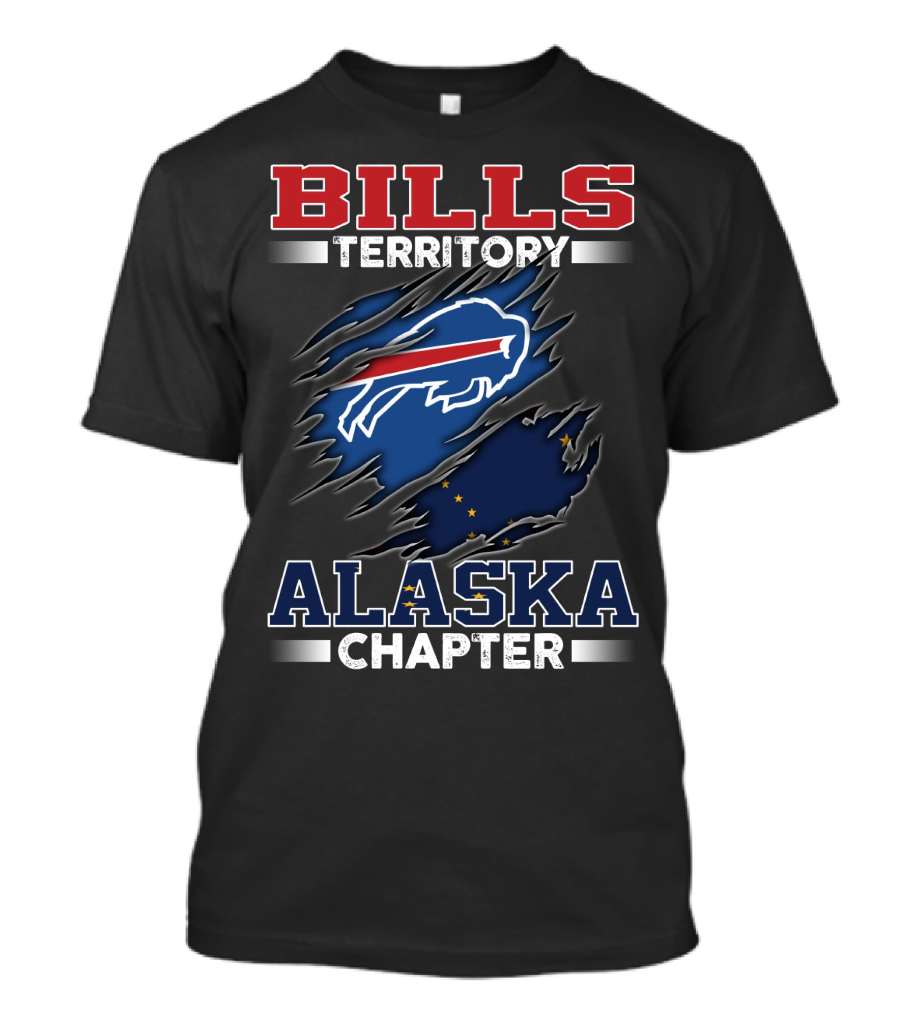 BILLS Territory Alaska Chapter Buffalo Icon With State Flag Elements T-Shirt