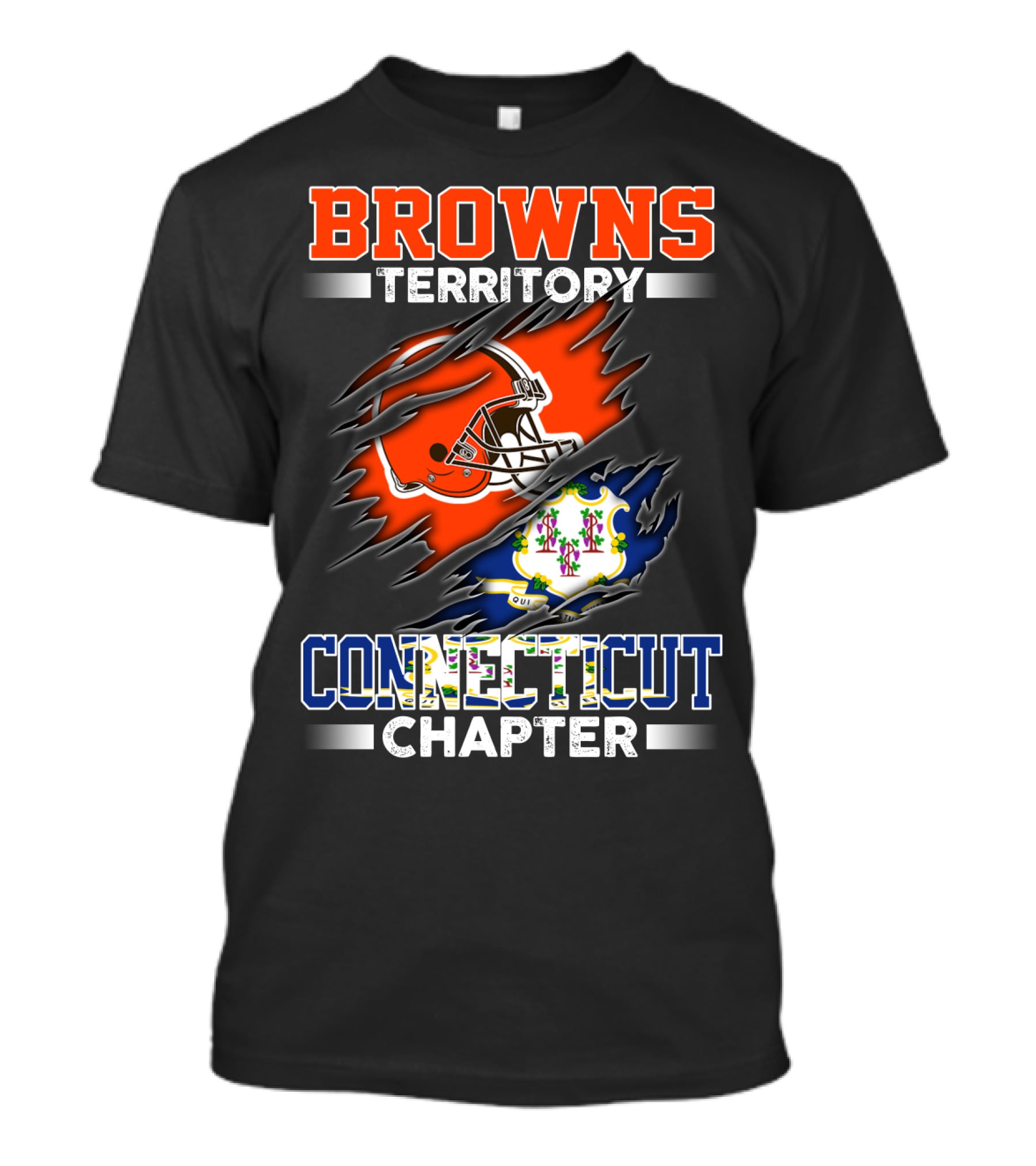 Browns Territory Connecticut Chapter Football Helmet Emblem State Flag T-Shirt
