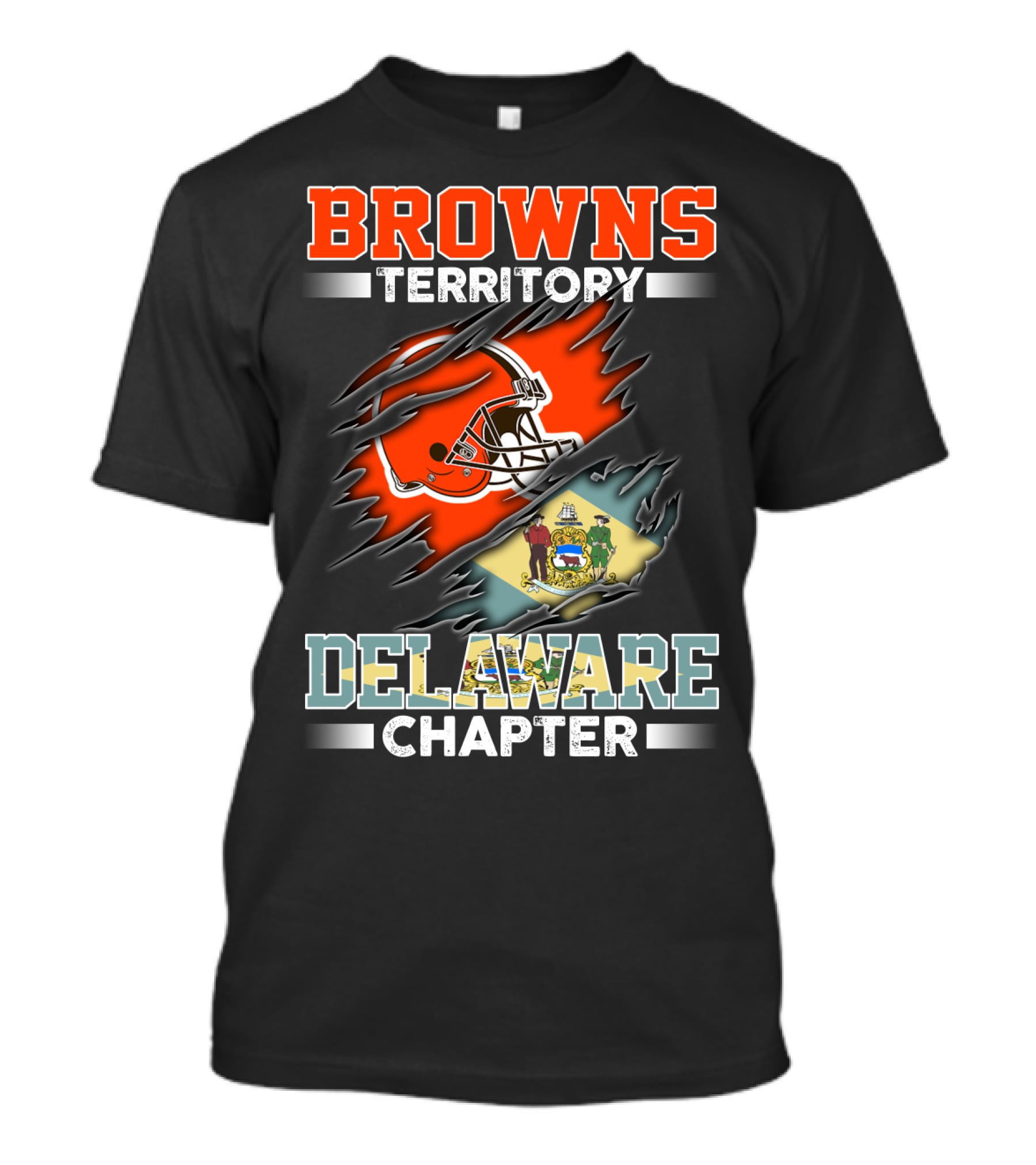 BROWNS Territory Delaware Chapter Football Helmet State Flag T-Shirt