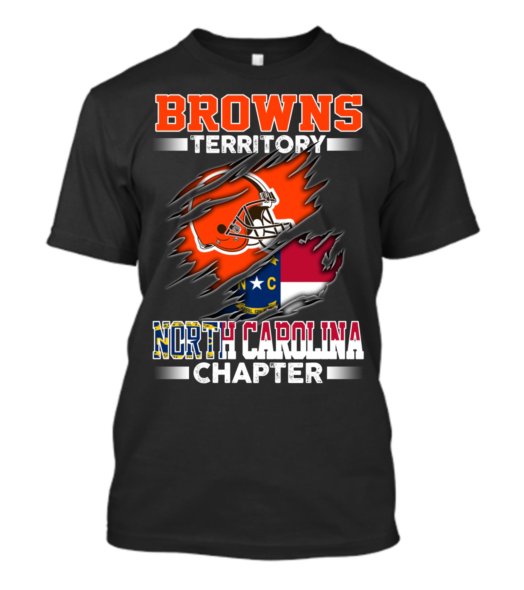 Browns Territory North Carolina Chapter Football Helmet And State Flag T-Shirt