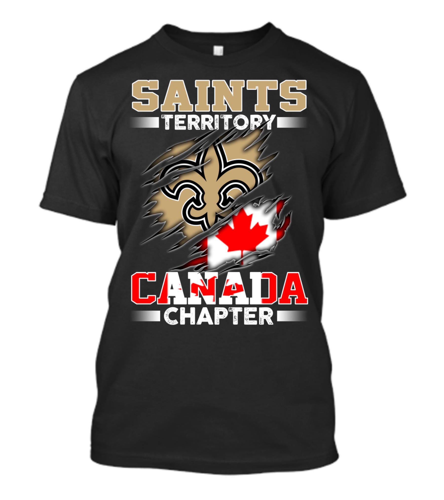 Saints Territory Canada Chapter Fleur-De-Lis And Maple Leaf T-Shirt