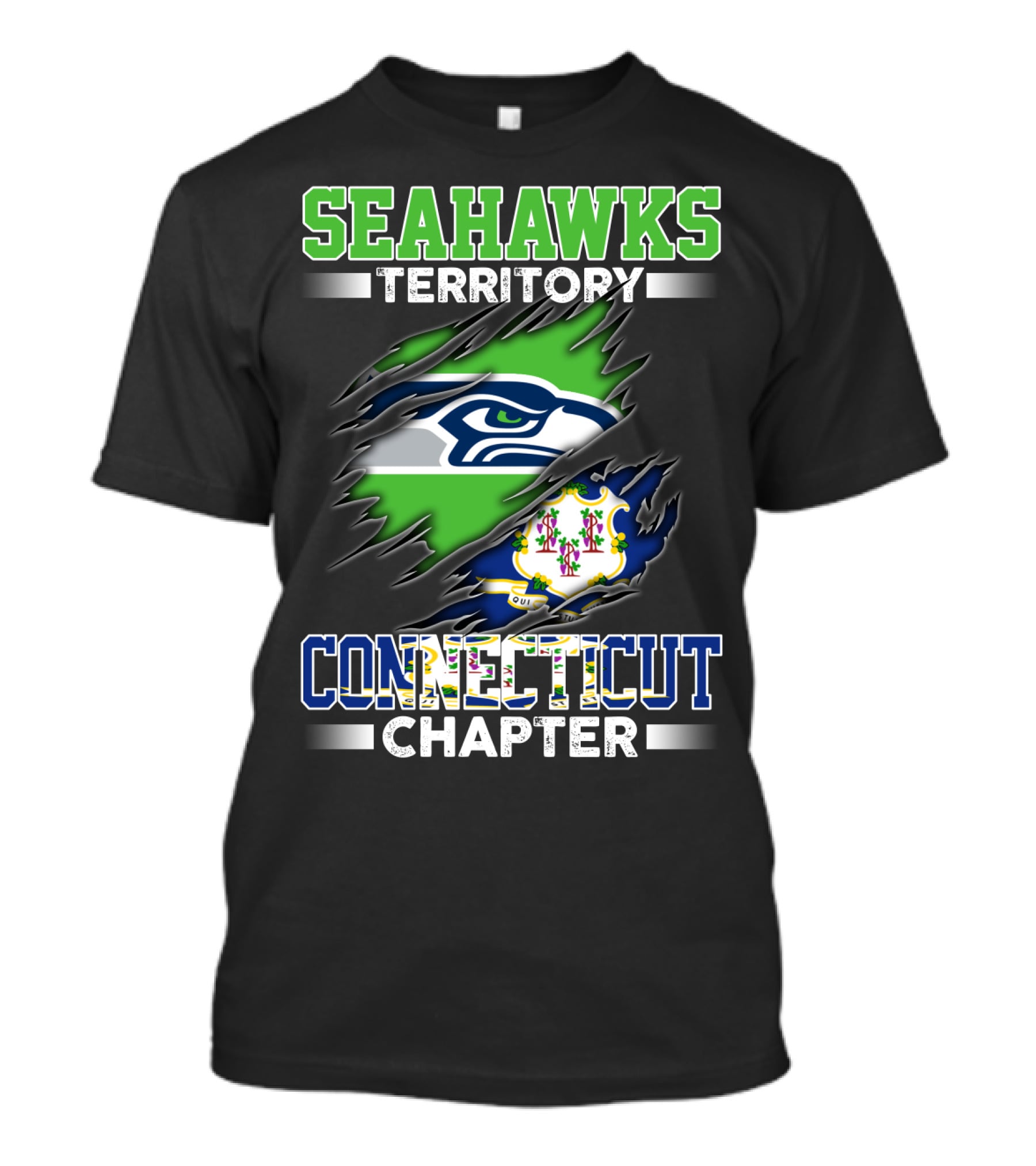 Seahawks Territory Connecticut Chapter Logo Rip T-Shirt