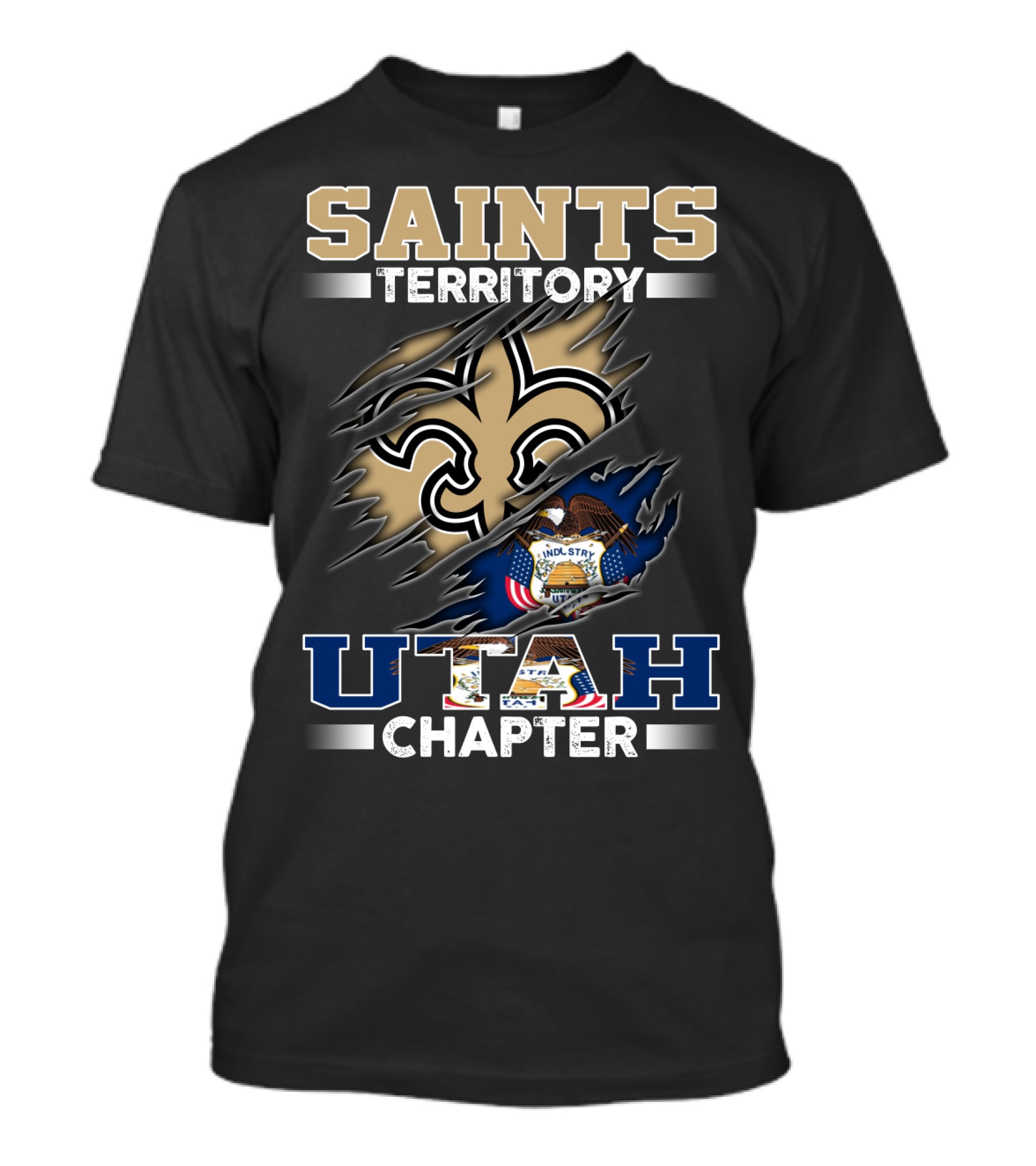 Saints Territory Utah Chapter Fleur-De-Lis State Seal And Eagle T-Shirt