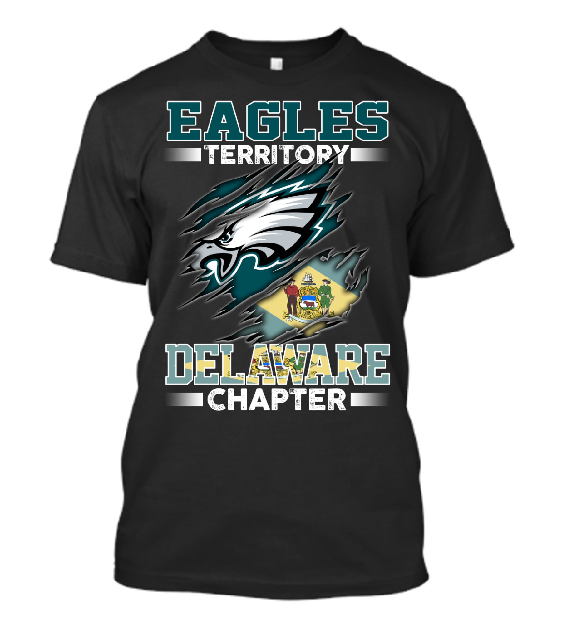Eagles Territory Delaware Chapter Nfl Team Logo With State Flag T-Shirt
