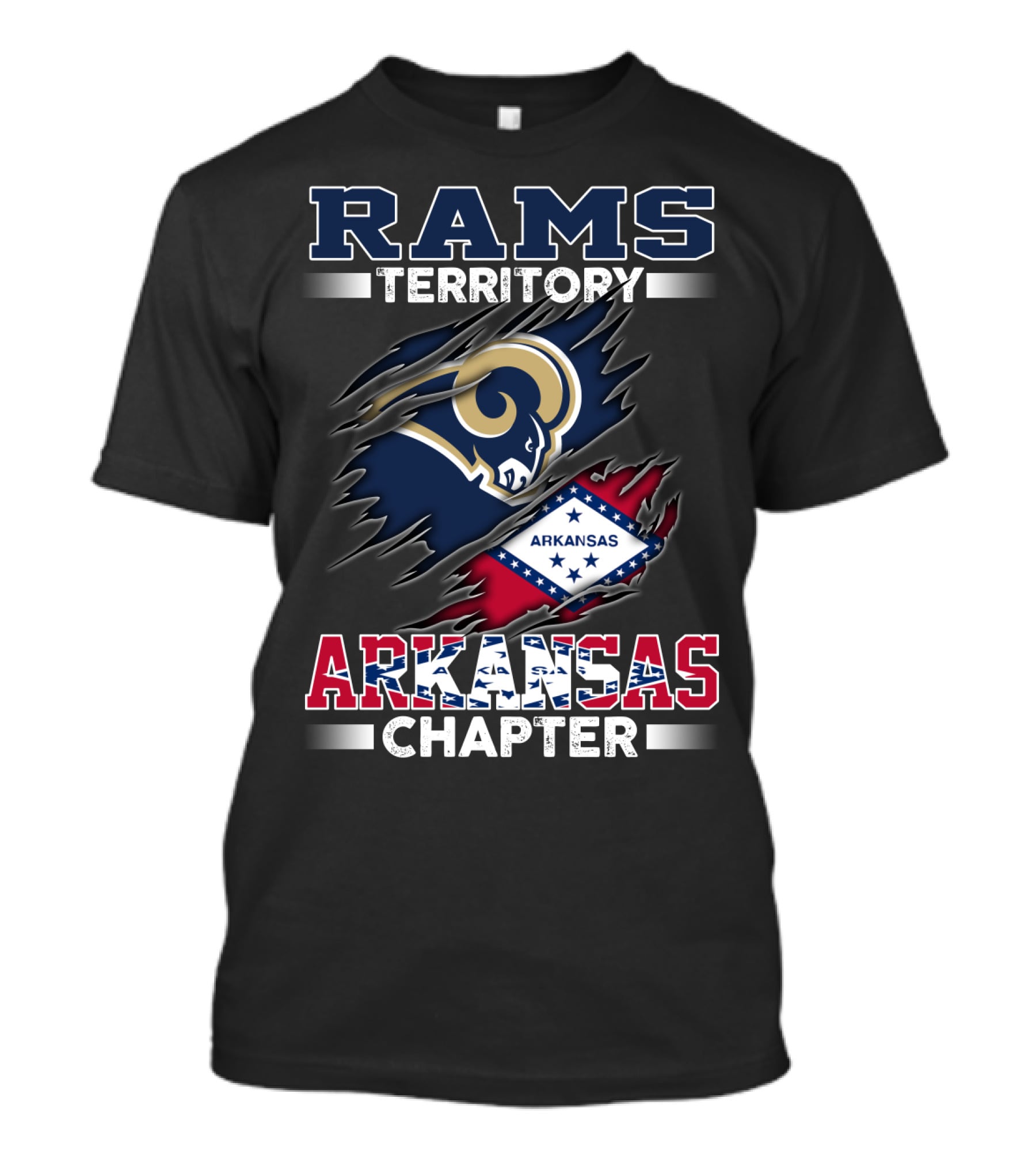 Rams Territory Arkansas Chapter With State Flag And Iconic Sports T-Shirt