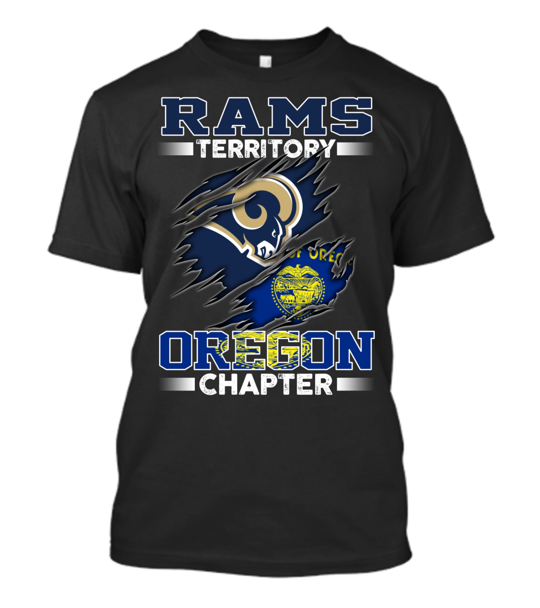 Rams Territory Oregon Chapter Logo With State Seal And Team T-Shirt